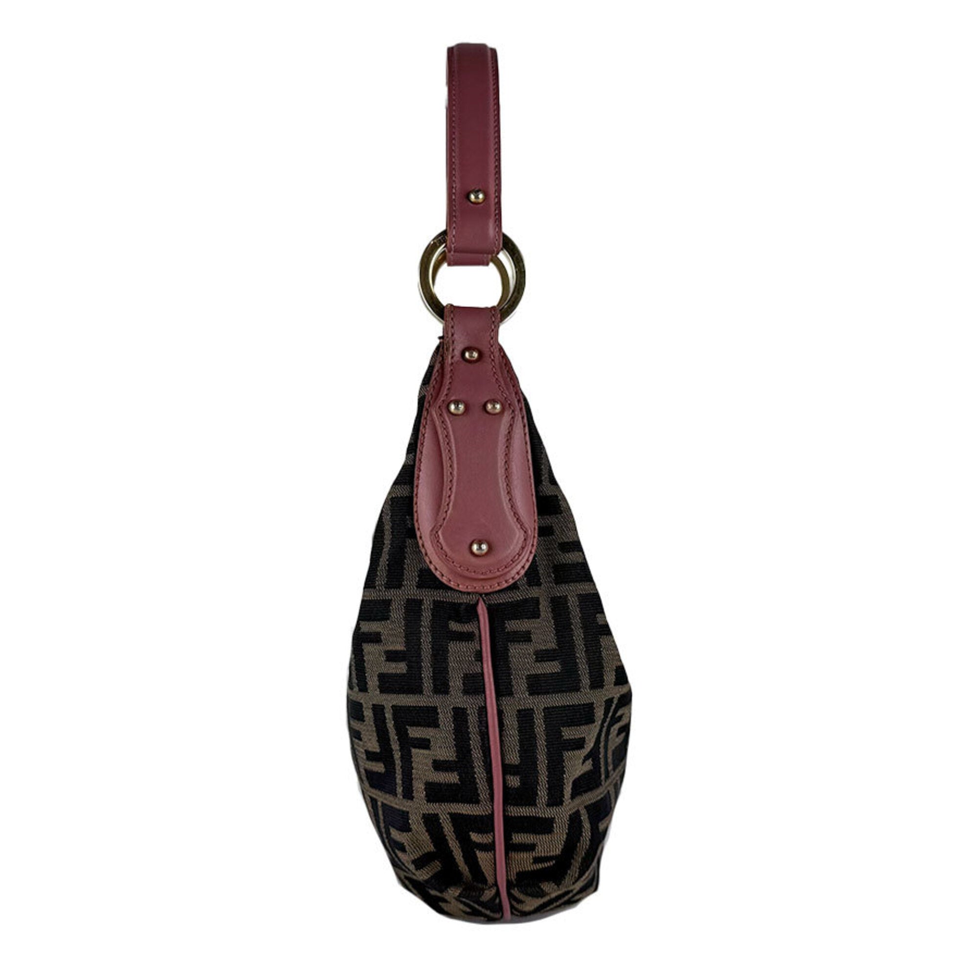 Fendi Brown Pink Nylon Canvas Leather Handbag (Pre-Owned)