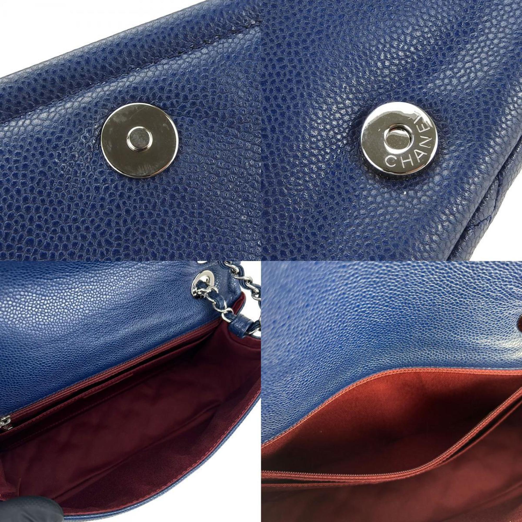 Chanel Matelasse Navy Grained Calfskin Shoulder Bag (Pre-Owned)