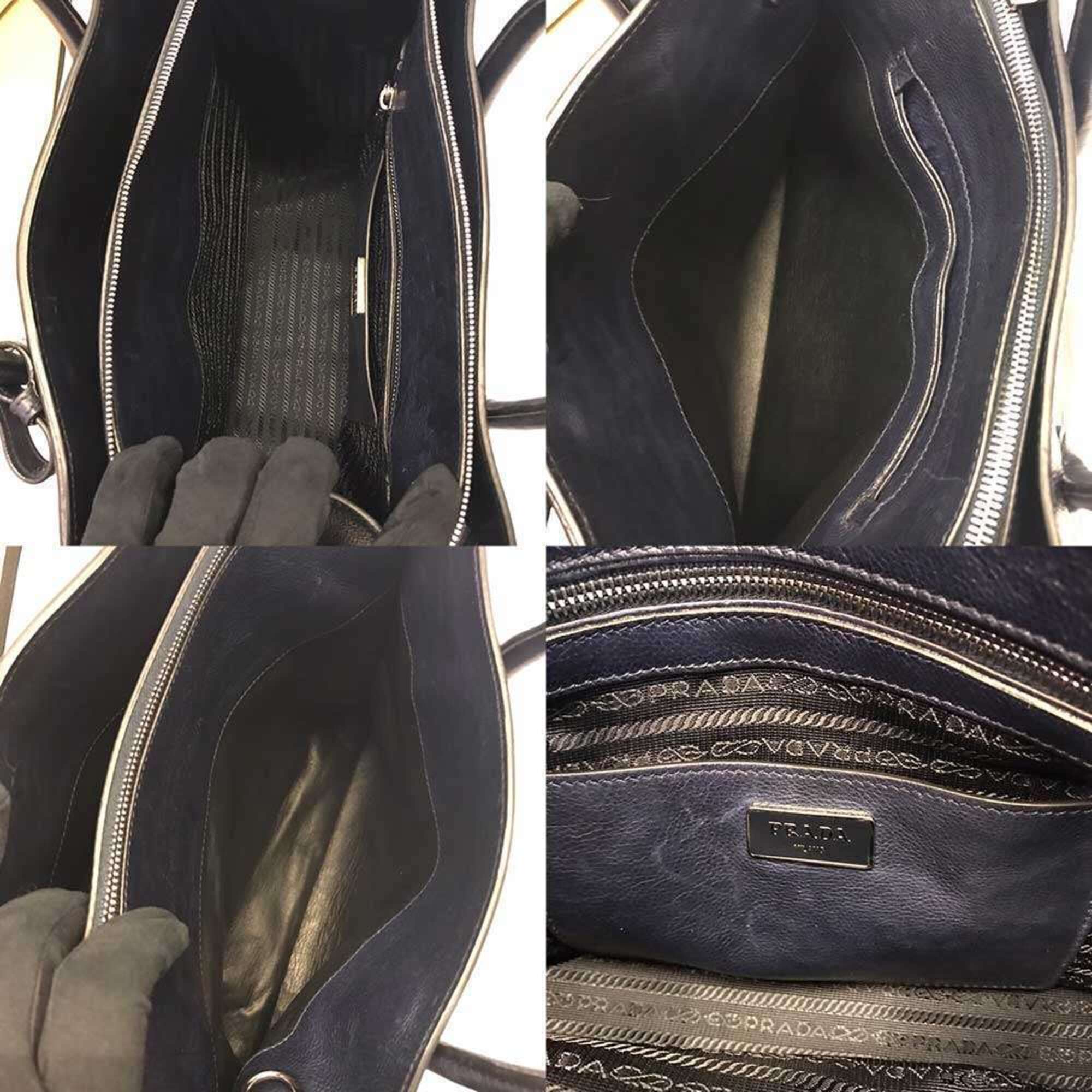 Prada Navy Leather Handbag (Pre-Owned)