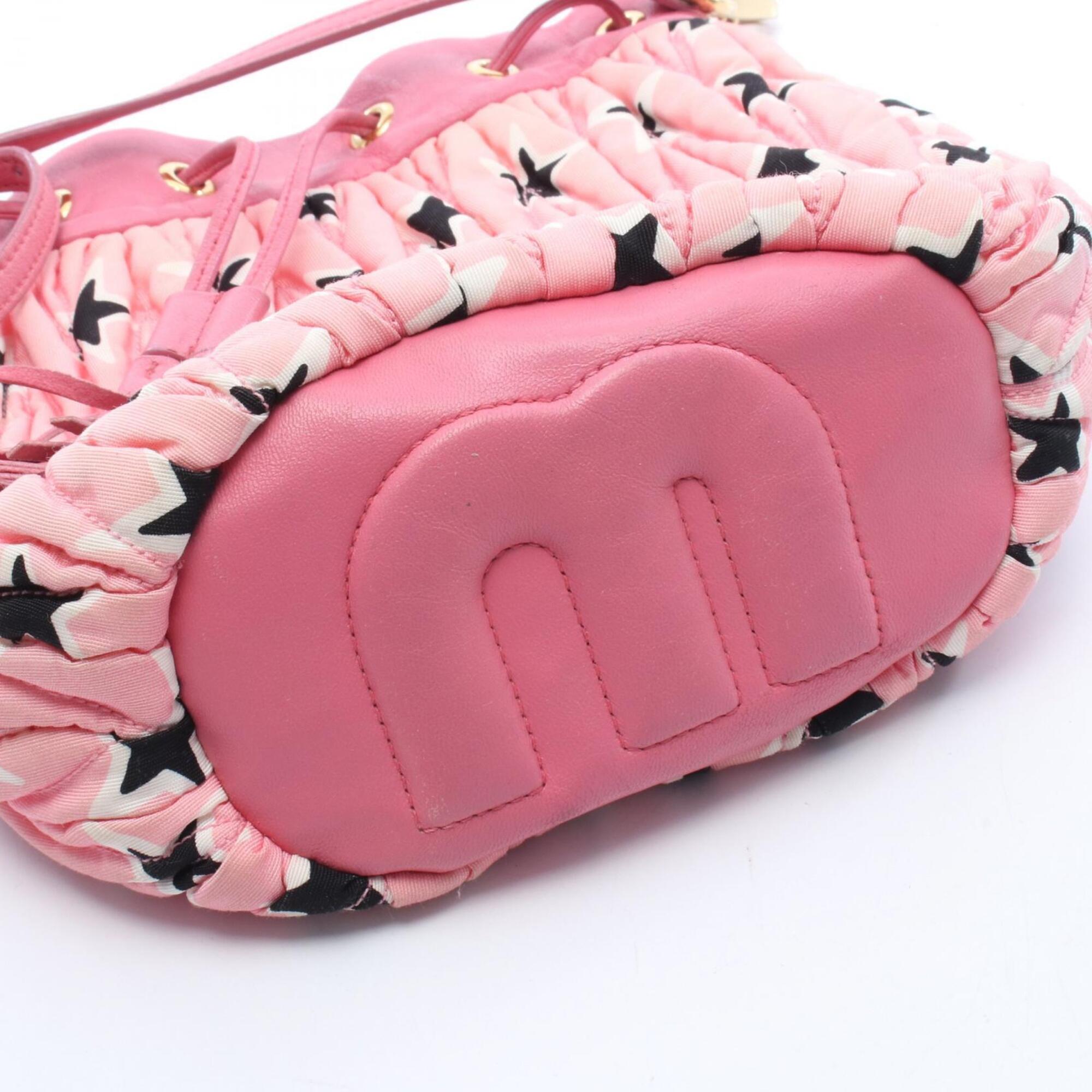 Miu Miu Black Pink White Canvas Leather Handbag Shoulder Bag (Pre-Owned)