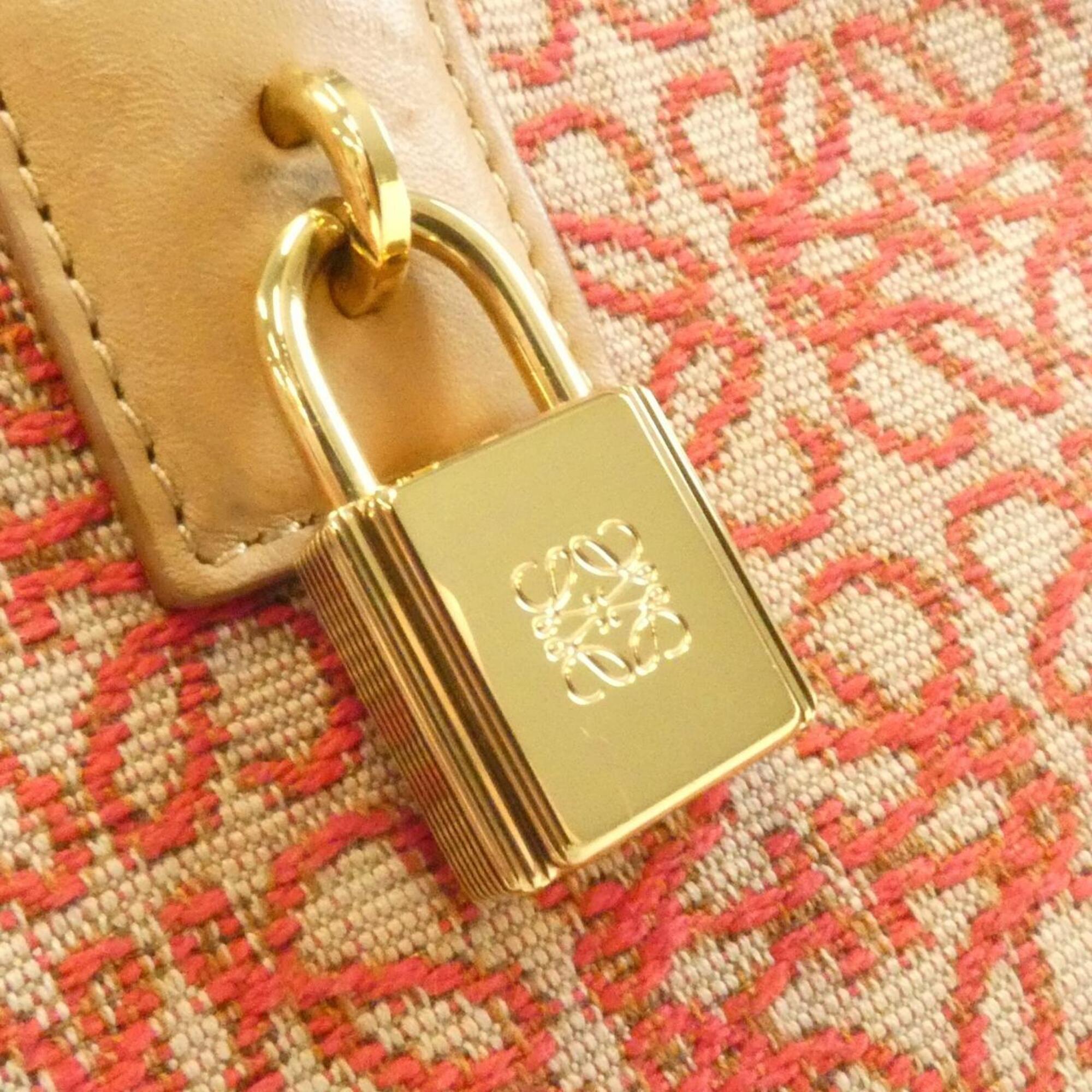 Loewe Red Color Canvas Leather Handbag (Pre-Owned)