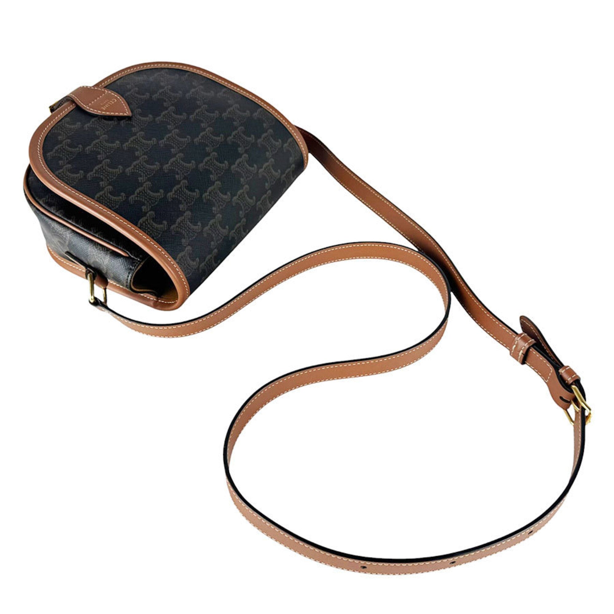 Celine Brown Coated Canvas Shoulder Bag (Pre-Owned)