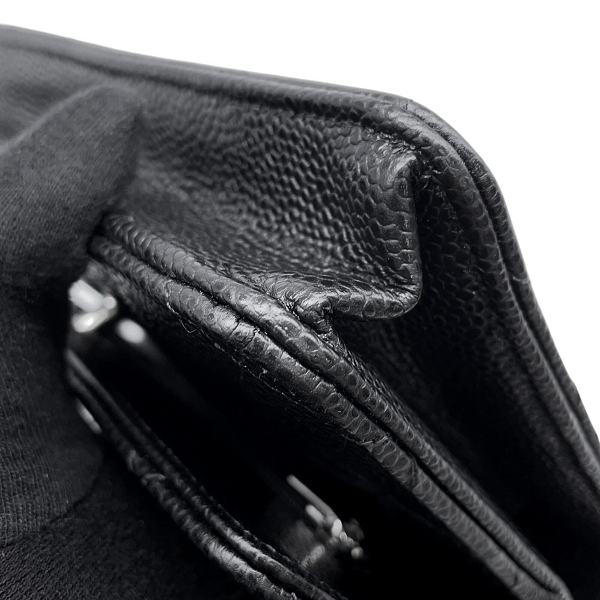 Chanel Matelasse Black Grained Calfskin Chain/Shoulder Wallet (Pre-Owned)