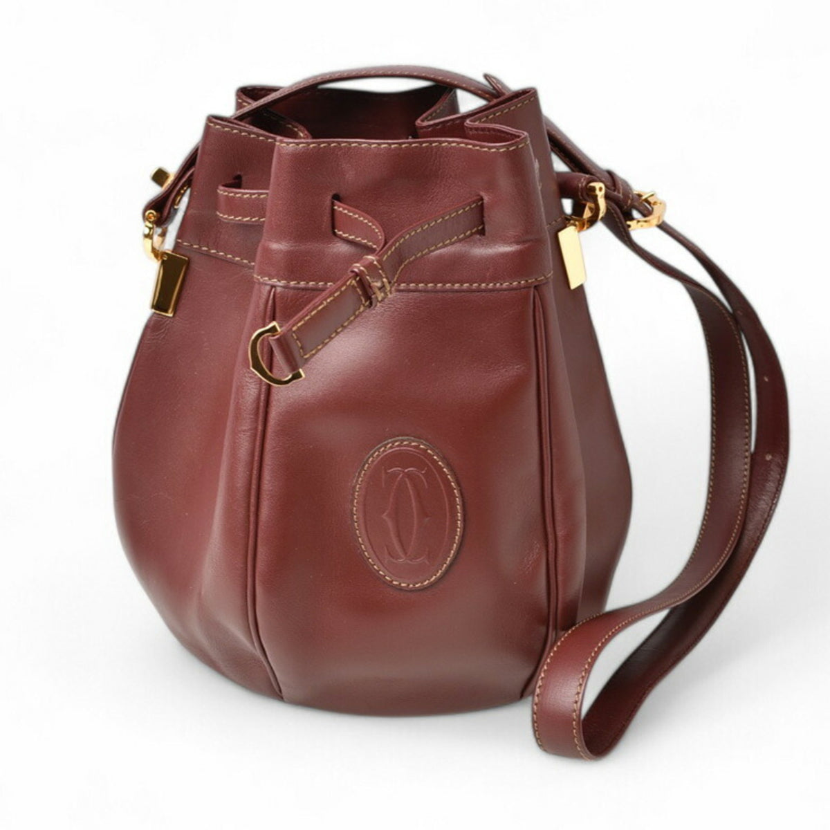 Cartier Bordeaux Leather Shoulder Bag (Pre-Owned)