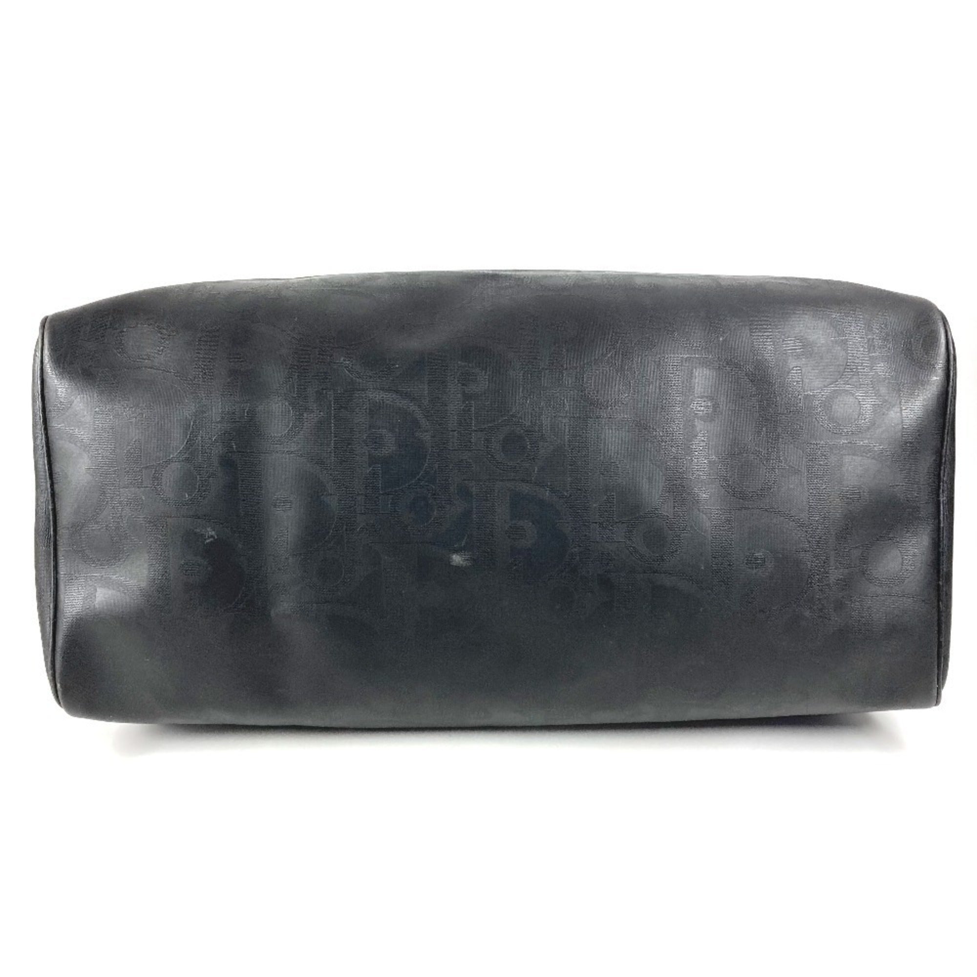 Christian Dior Black Pvc Leather Boston Bag Handbag (Pre-Owned)