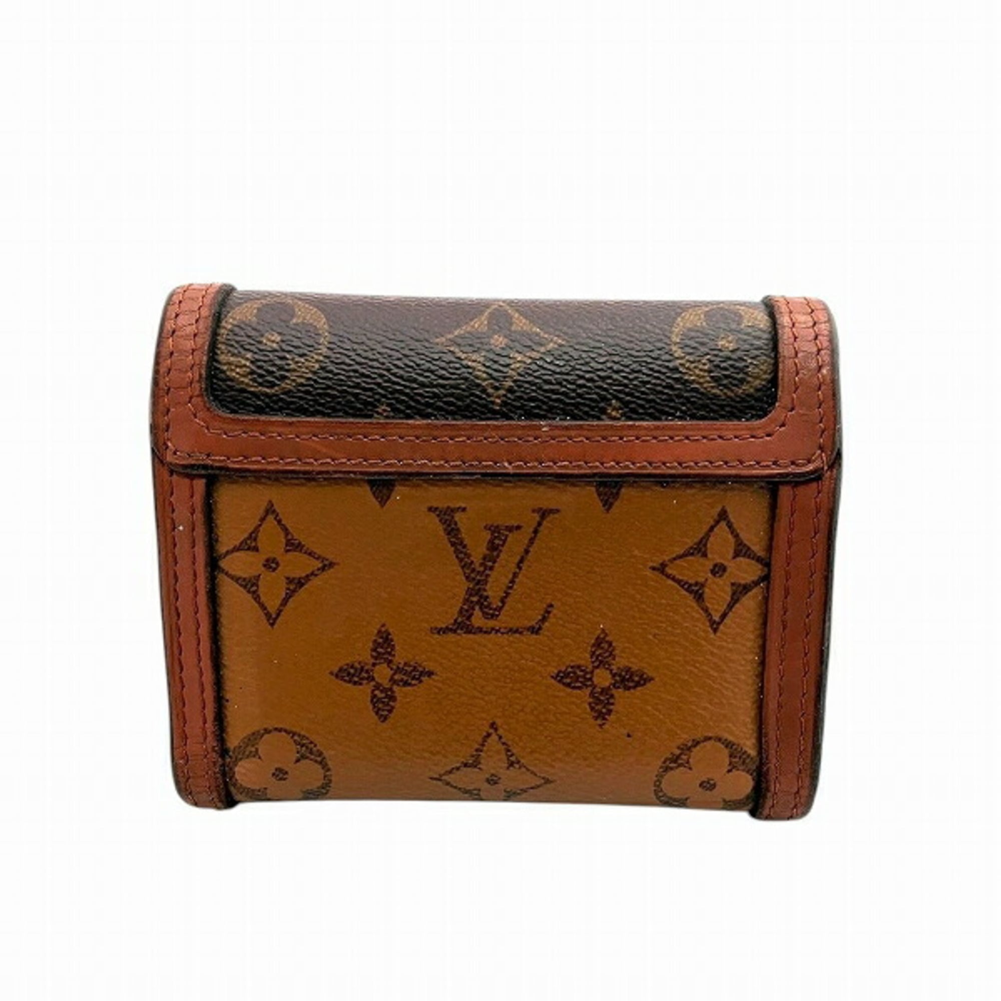 Louis Vuitton Monogram Reverse Brown Leather Wallet (Tri-Fold) (Pre-Owned)