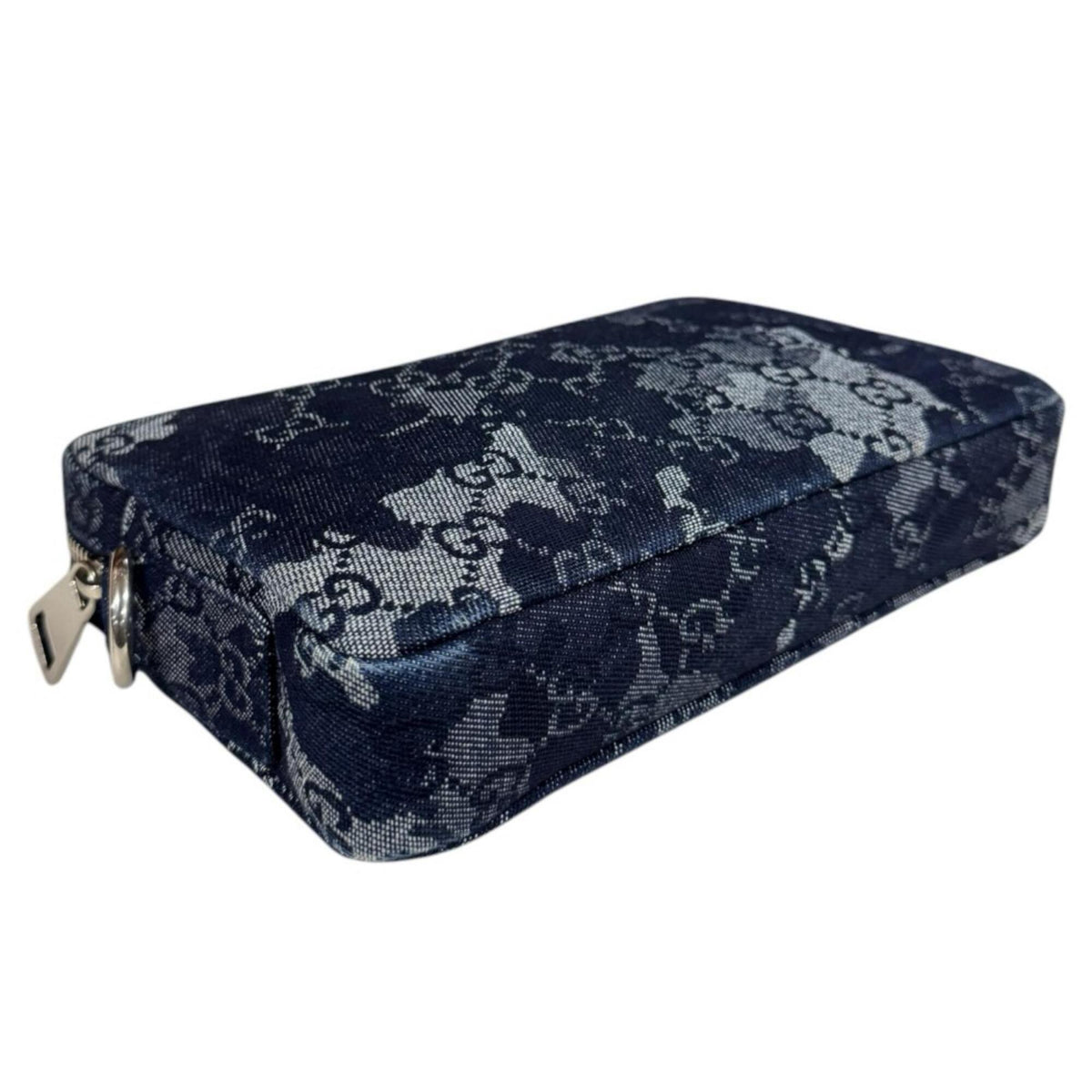 Gucci Navy Denim Leather Shoulder Bag (Pre-Owned)