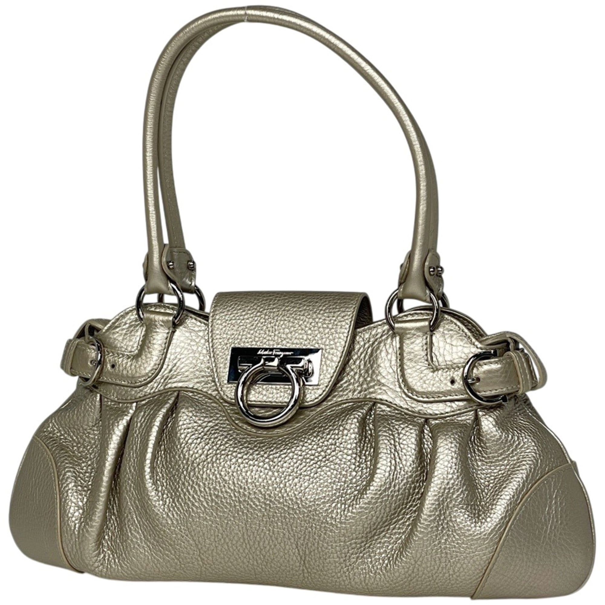 Salvatore Ferragamo Gold Leather Handbag (Pre-Owned)
