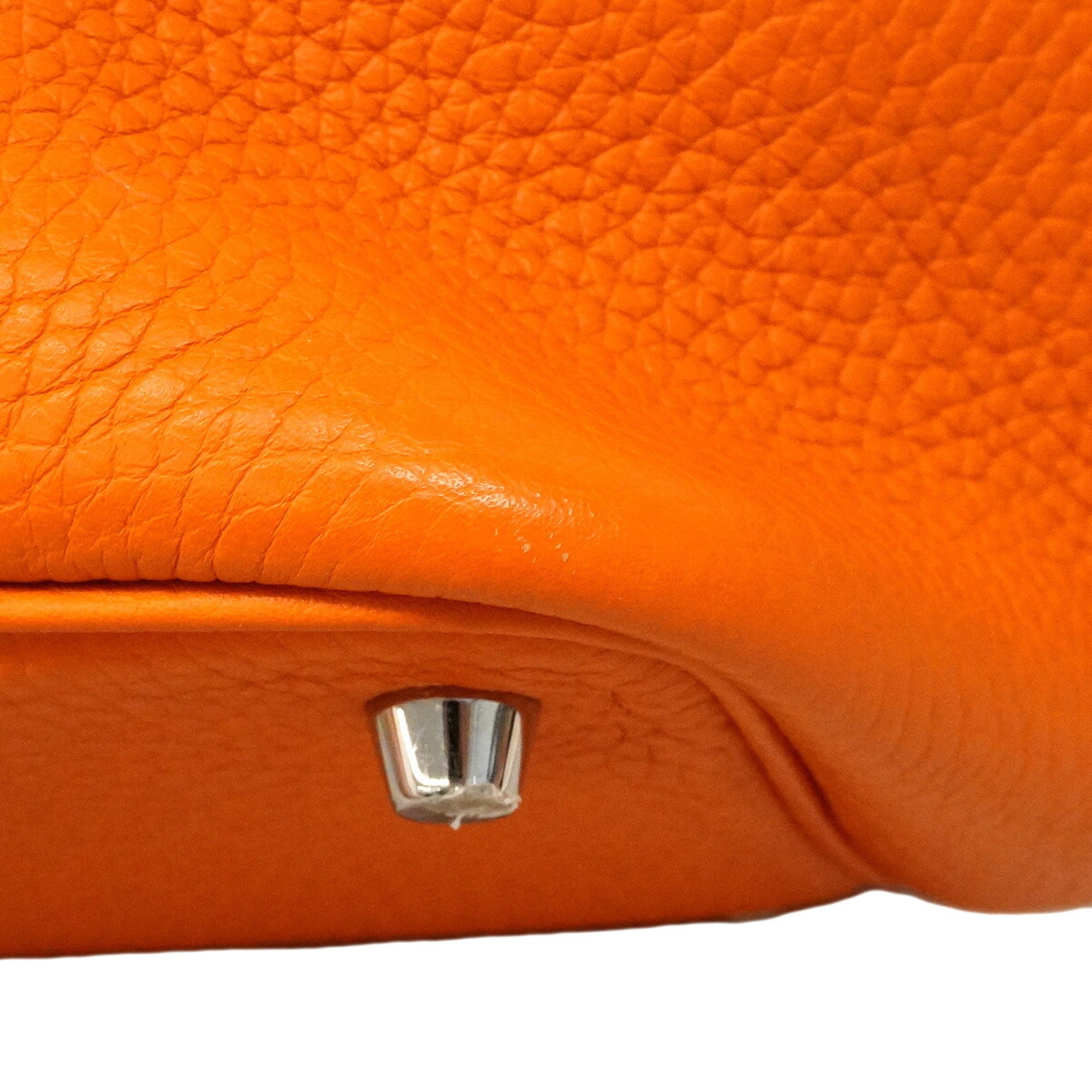 Hermes Orange Rouge Grenat Taurillon Clemence Leather Swift Leather Handbag (Pre-Owned)