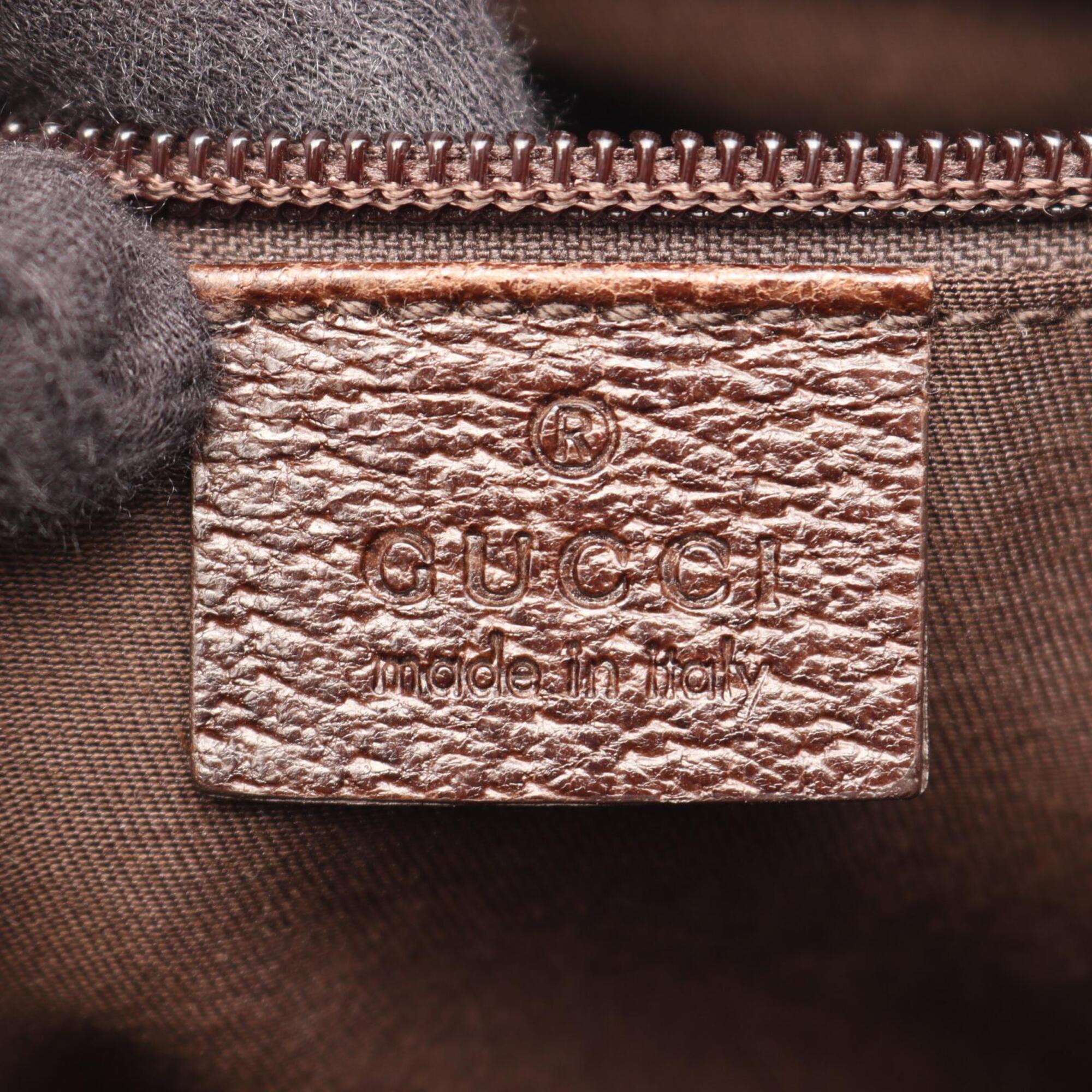 Gucci Beige Brown Canvas Leather Handbag Shoulder Bag (Pre-Owned)