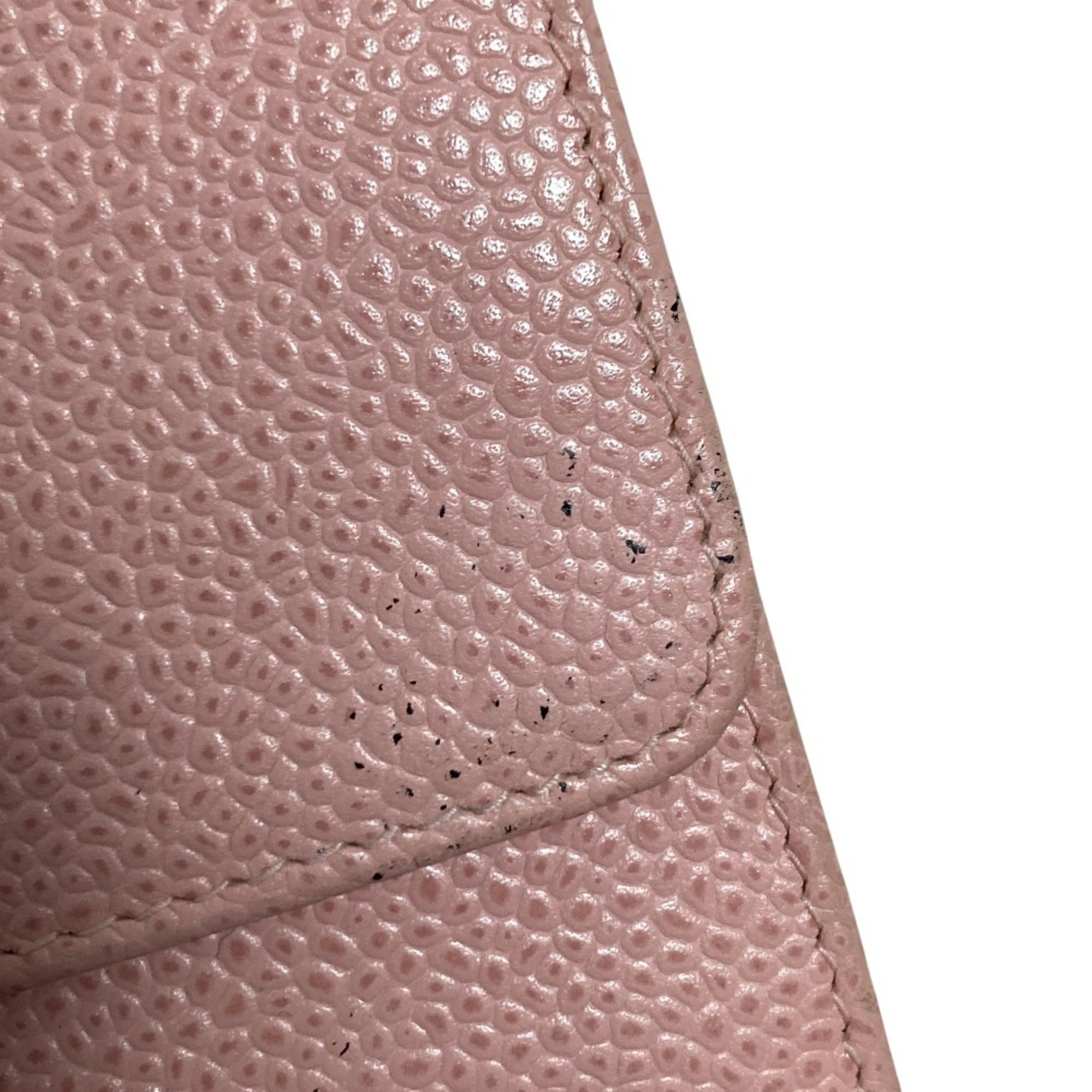 Chanel Pink Grained Calfskin Wallet (Tri-Fold) (Pre-Owned)