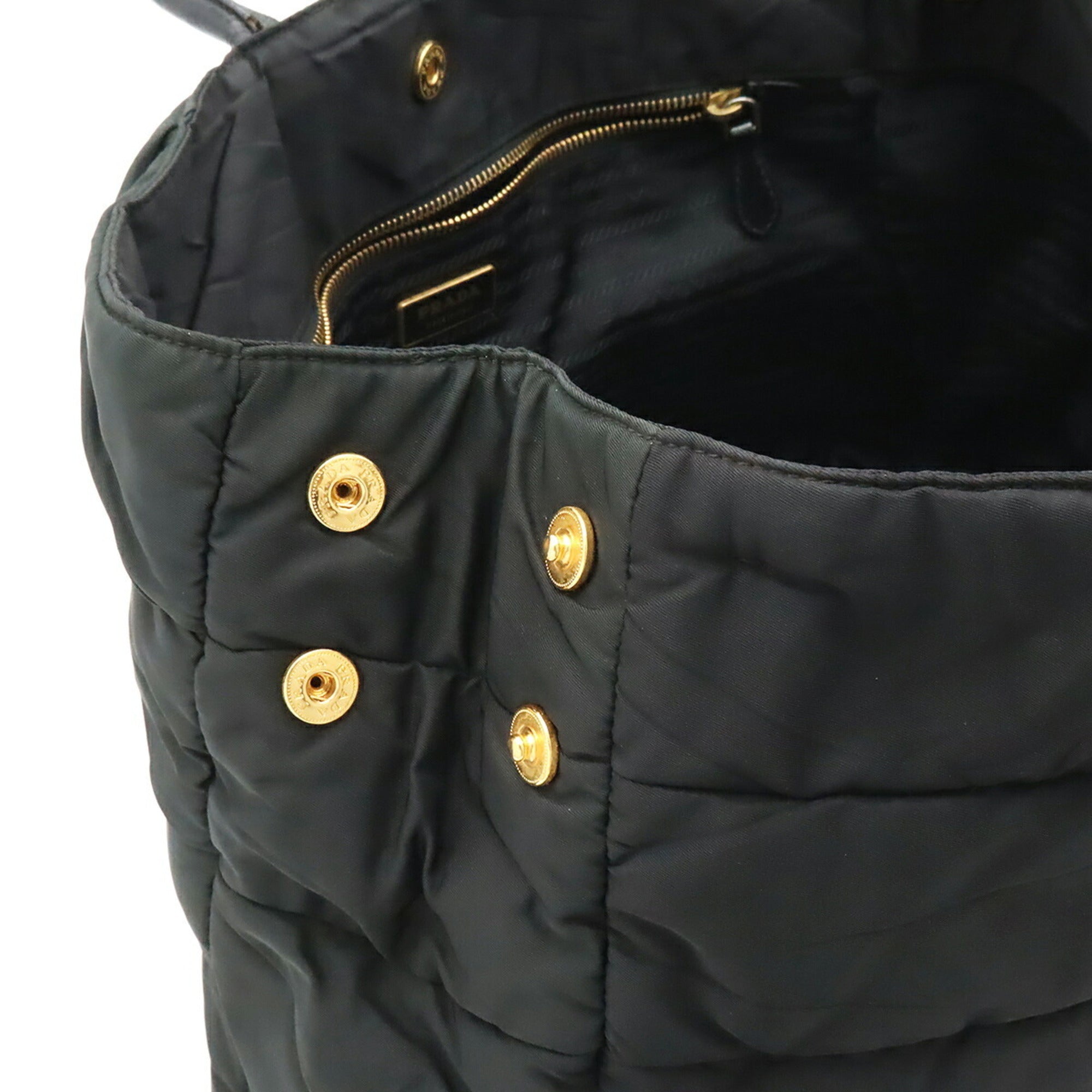 Prada Black Nero White Quilting Shoulder Bag Tote Bag (Pre-Owned)