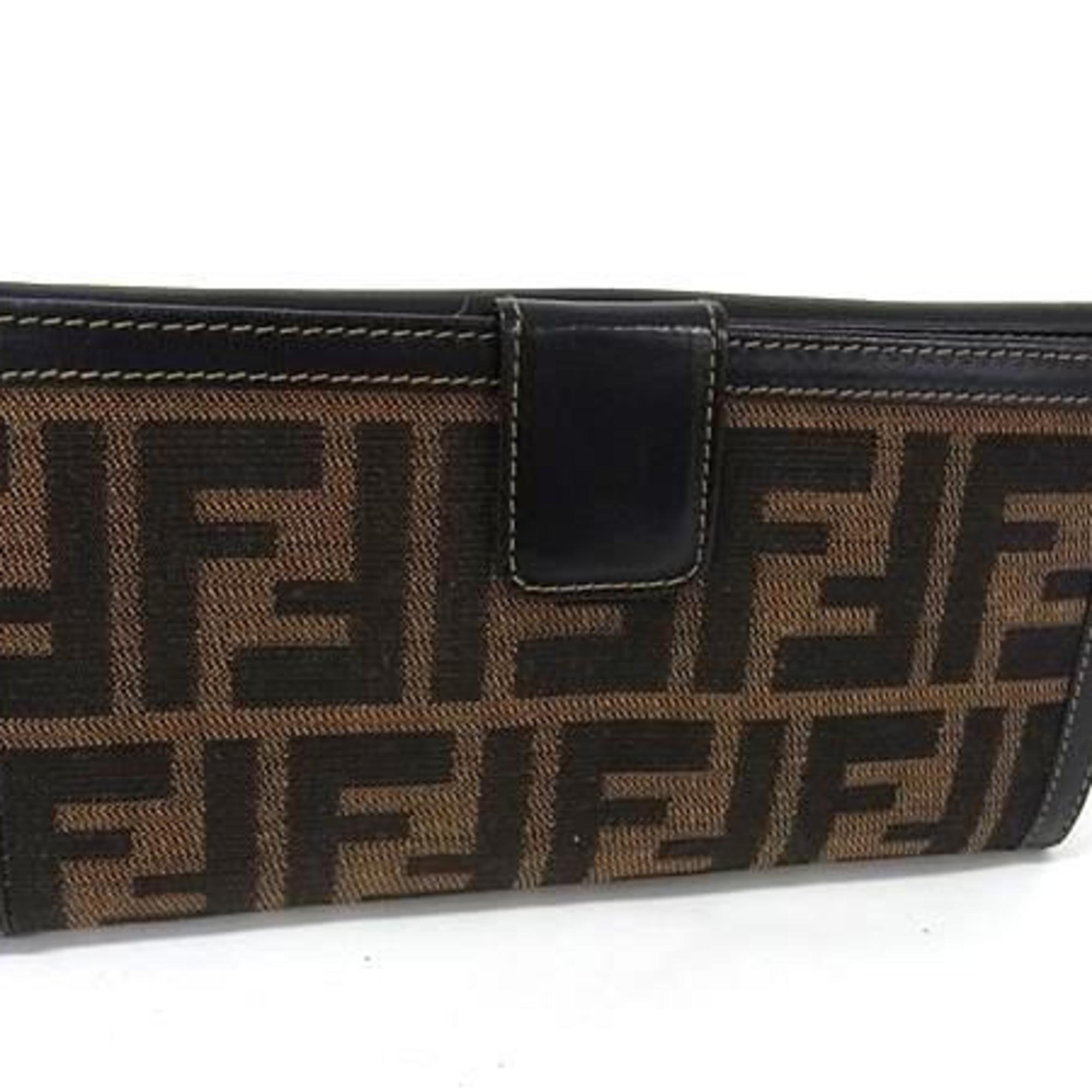 Fendi Black Brown Canvas Leather Wallet (Bi-Fold) (Pre-Owned)