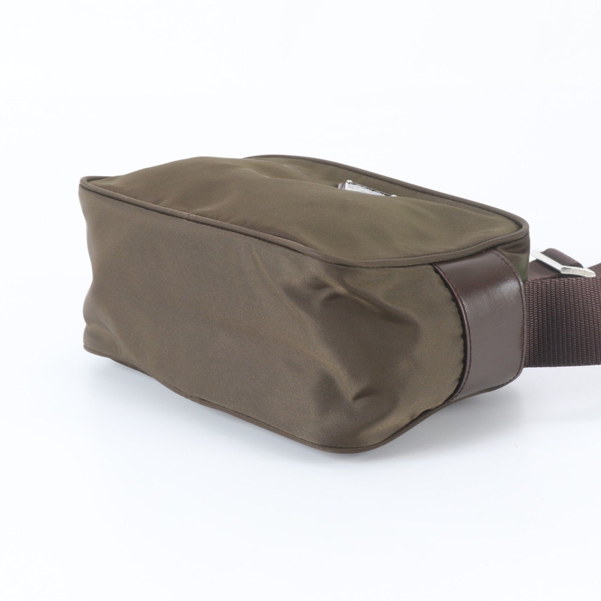 Prada Khaki Brown Nylon Leather Shoulder Bag (Pre-Owned)