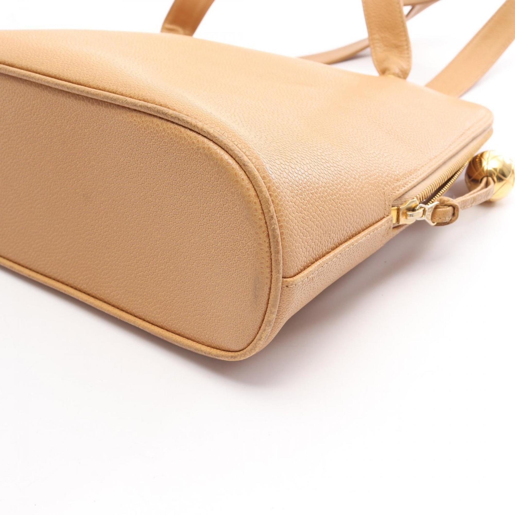 Chanel Beige Leather Handbag Tote Bag (Pre-Owned)