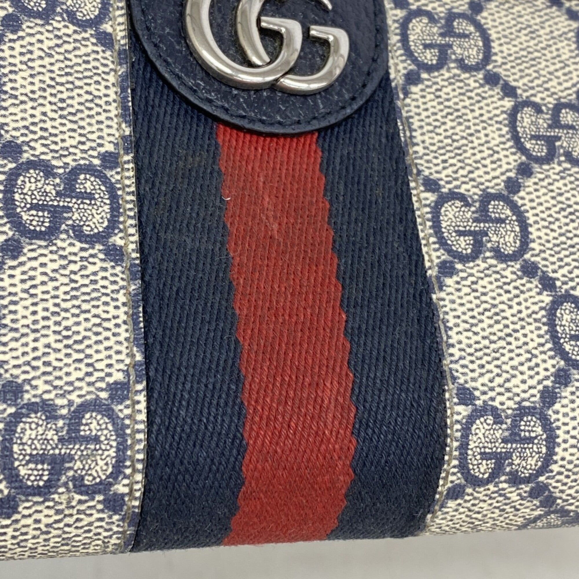 Gucci Navy Pvc Long Wallet (Bi-Fold) (Pre-Owned)