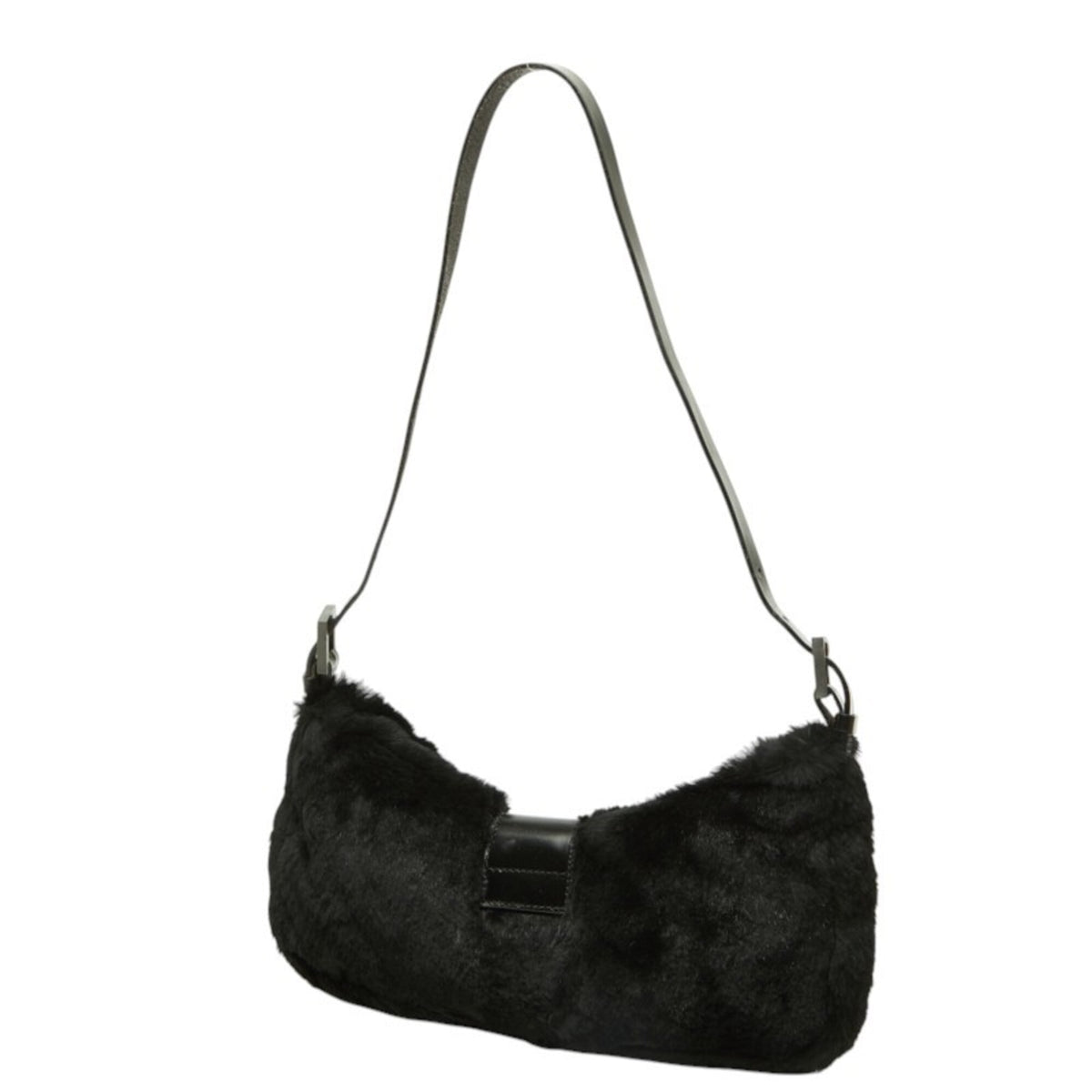 Fendi Black Fur Leather Shoulder Bag (Pre-Owned)