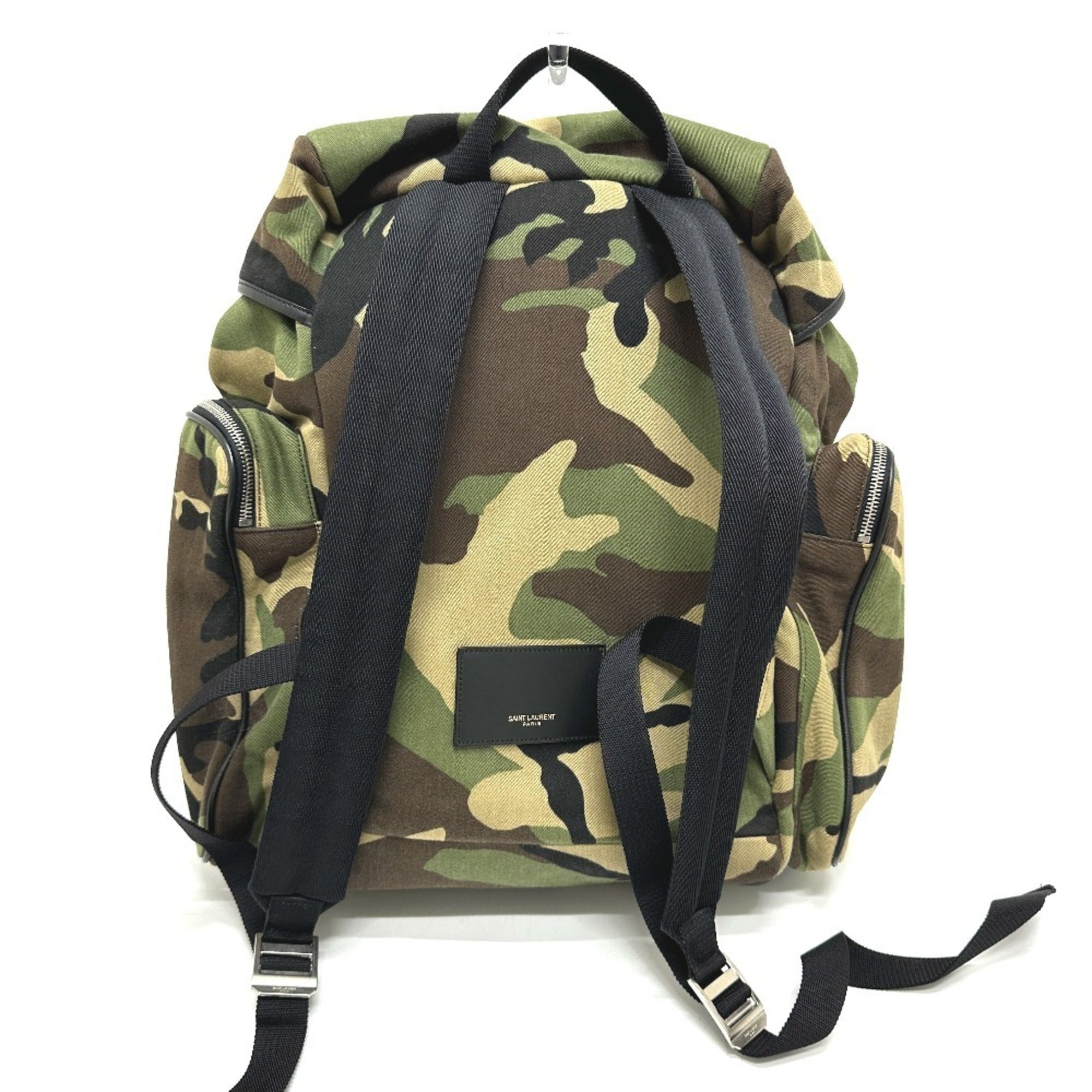 Yves Saint Laurent Camouflage Green Canvas Backpack (Pre-Owned)
