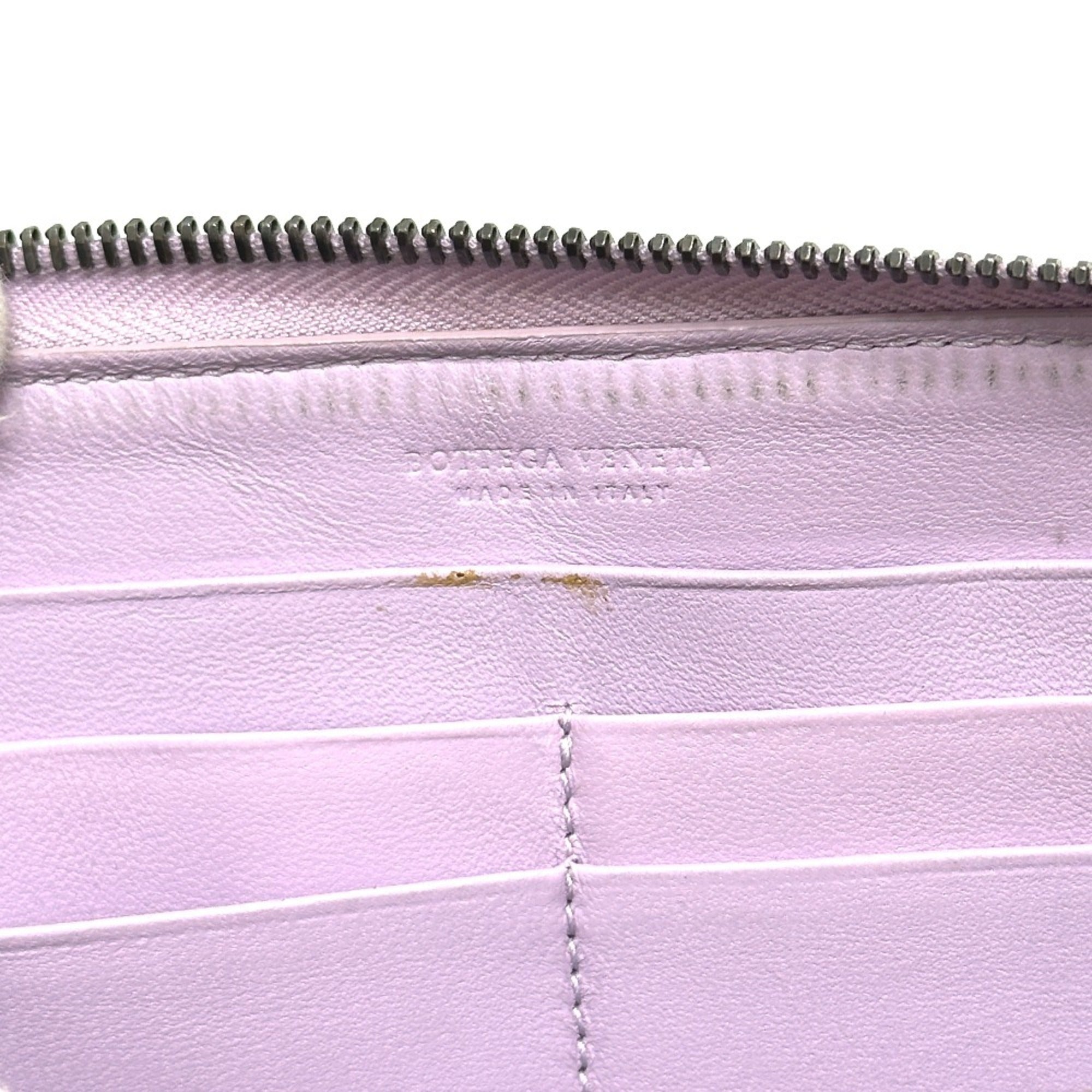 Bottega Veneta Purple Leather Long Wallet (Bi-Fold) (Pre-Owned)