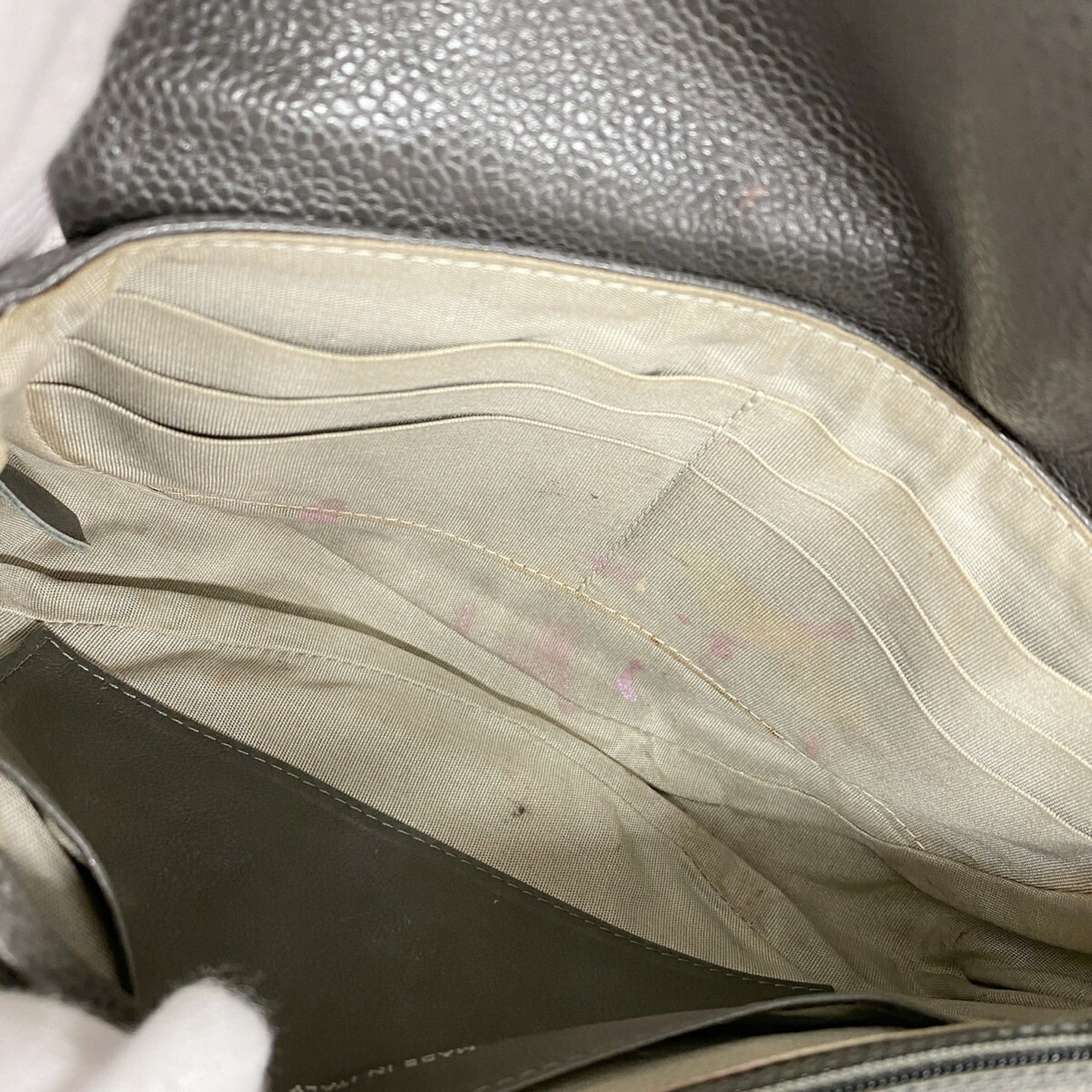 Chanel Gray Grained Calfskin Shoulder Bag (Pre-Owned)