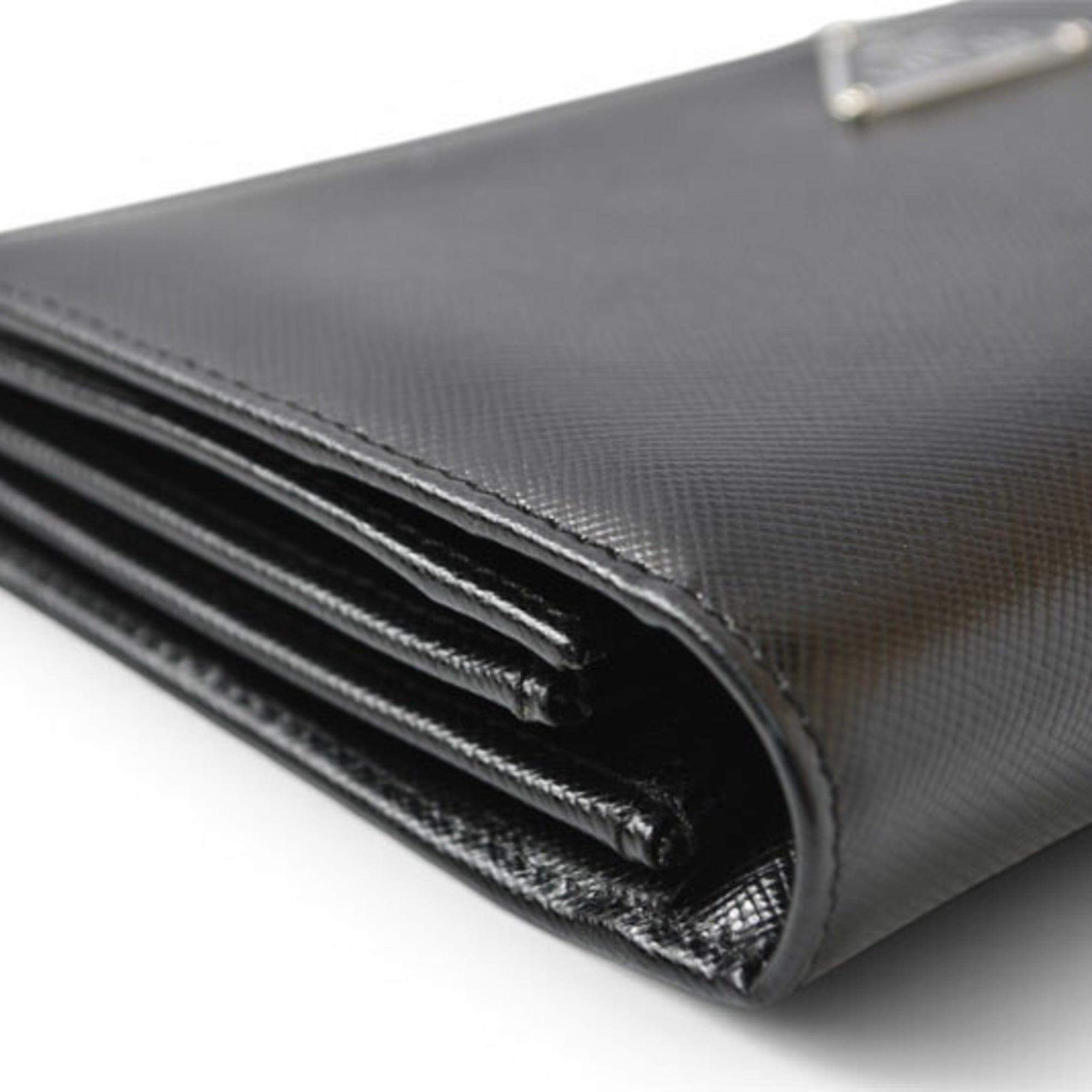 Prada Saffiano Black Nero Leather Long Wallet (Bi-Fold) (Pre-Owned)