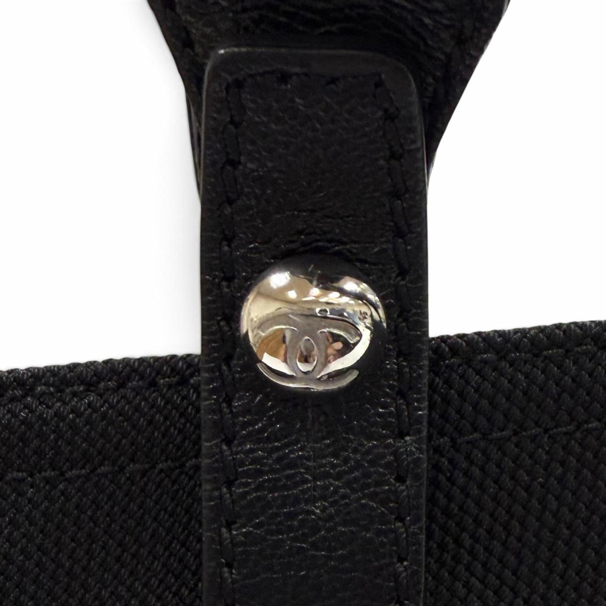 Chanel Black Coated Canvas Leather Tote Bag (Pre-Owned)