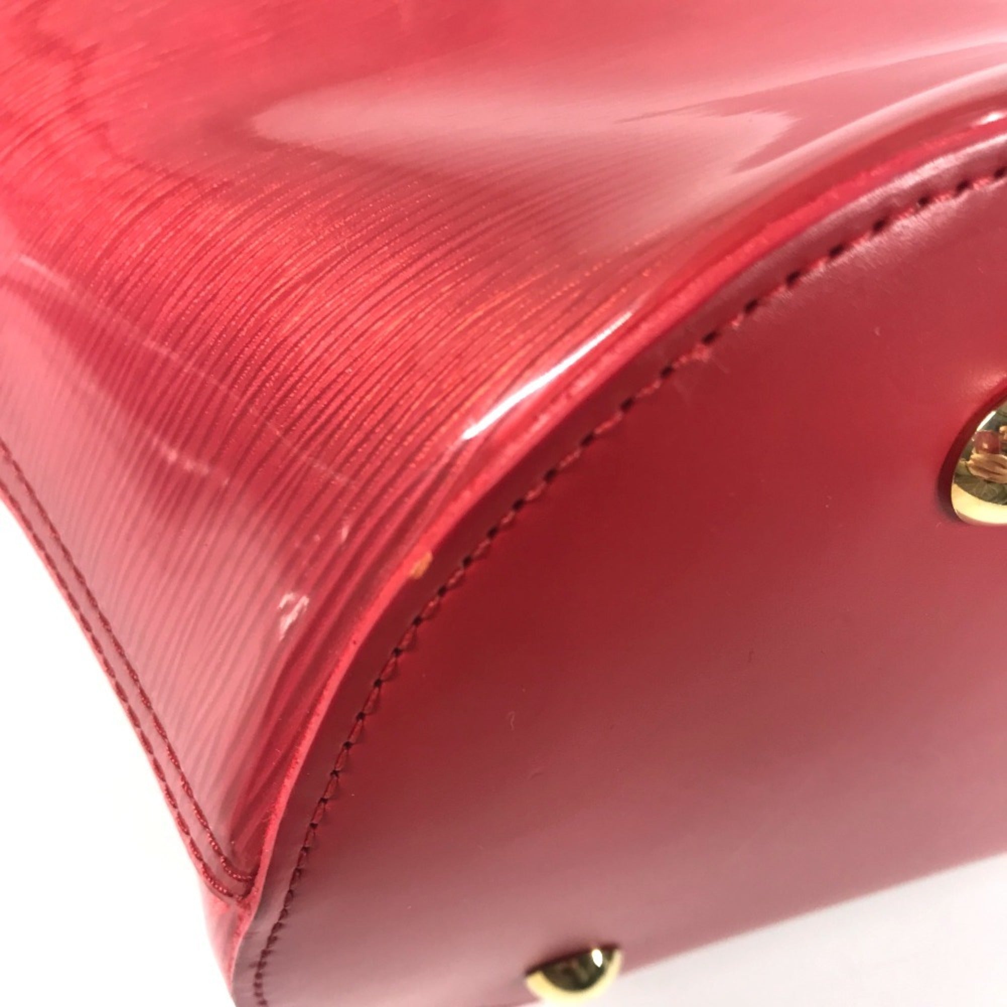 Louis Vuitton Red Color Vinyl Leather Handbag Tote Bag (Pre-Owned)