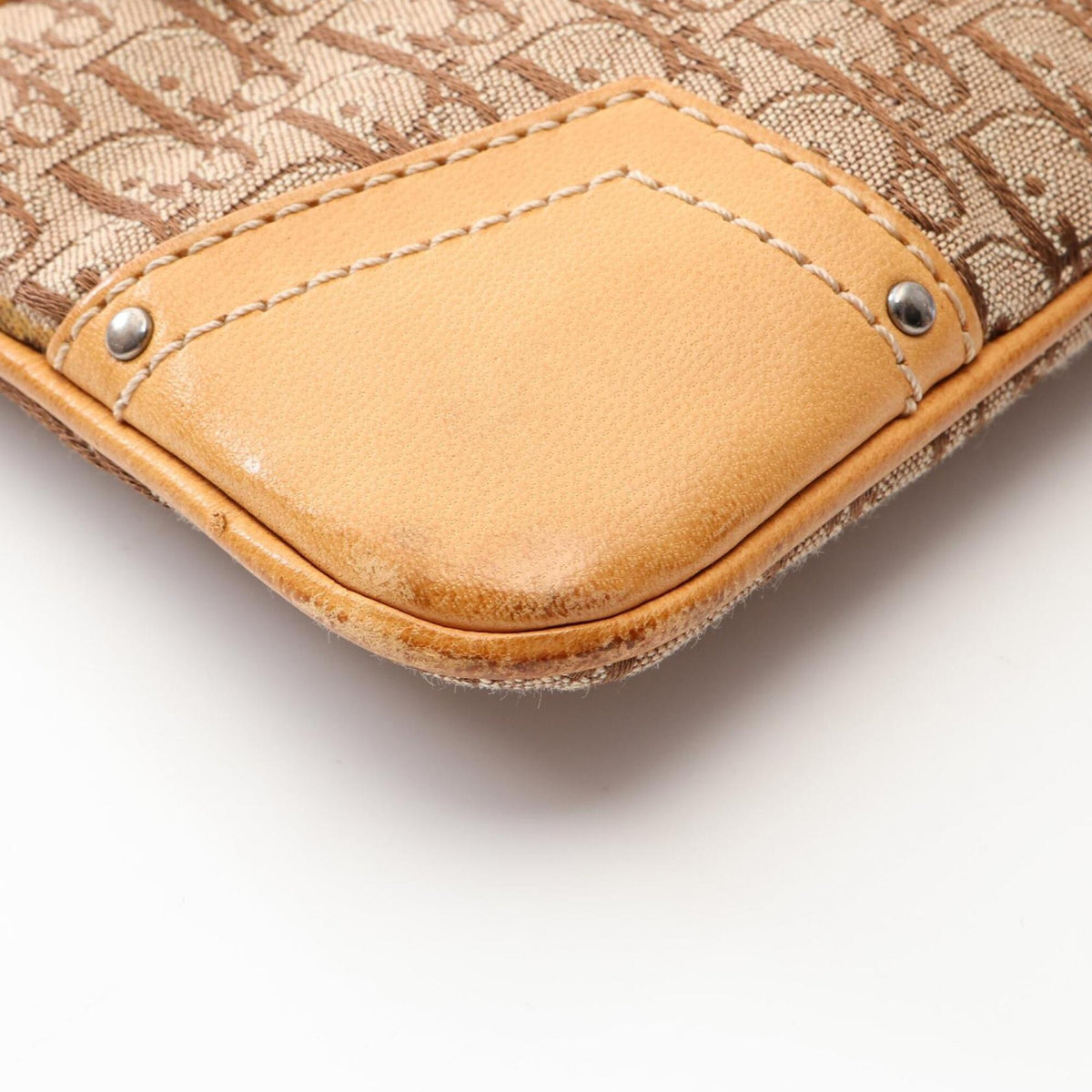 Christian Dior Beige Canvas Leather Handbag Shoulder Bag (Pre-Owned)