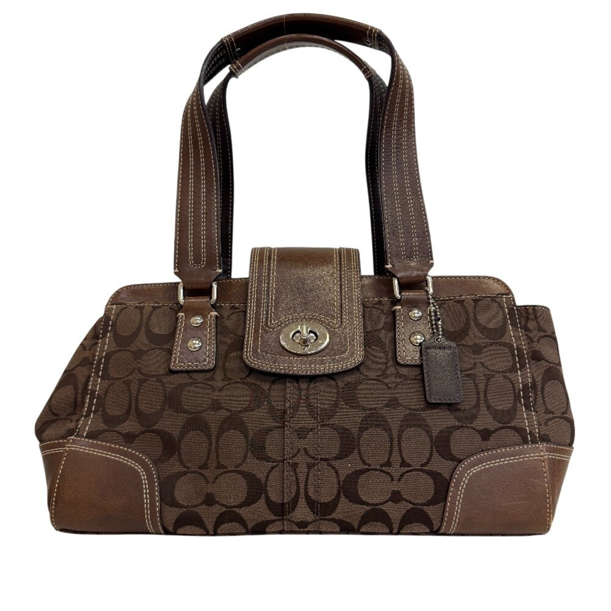 Coach Signature Brown Canvas Tote Bag (Pre-Owned)