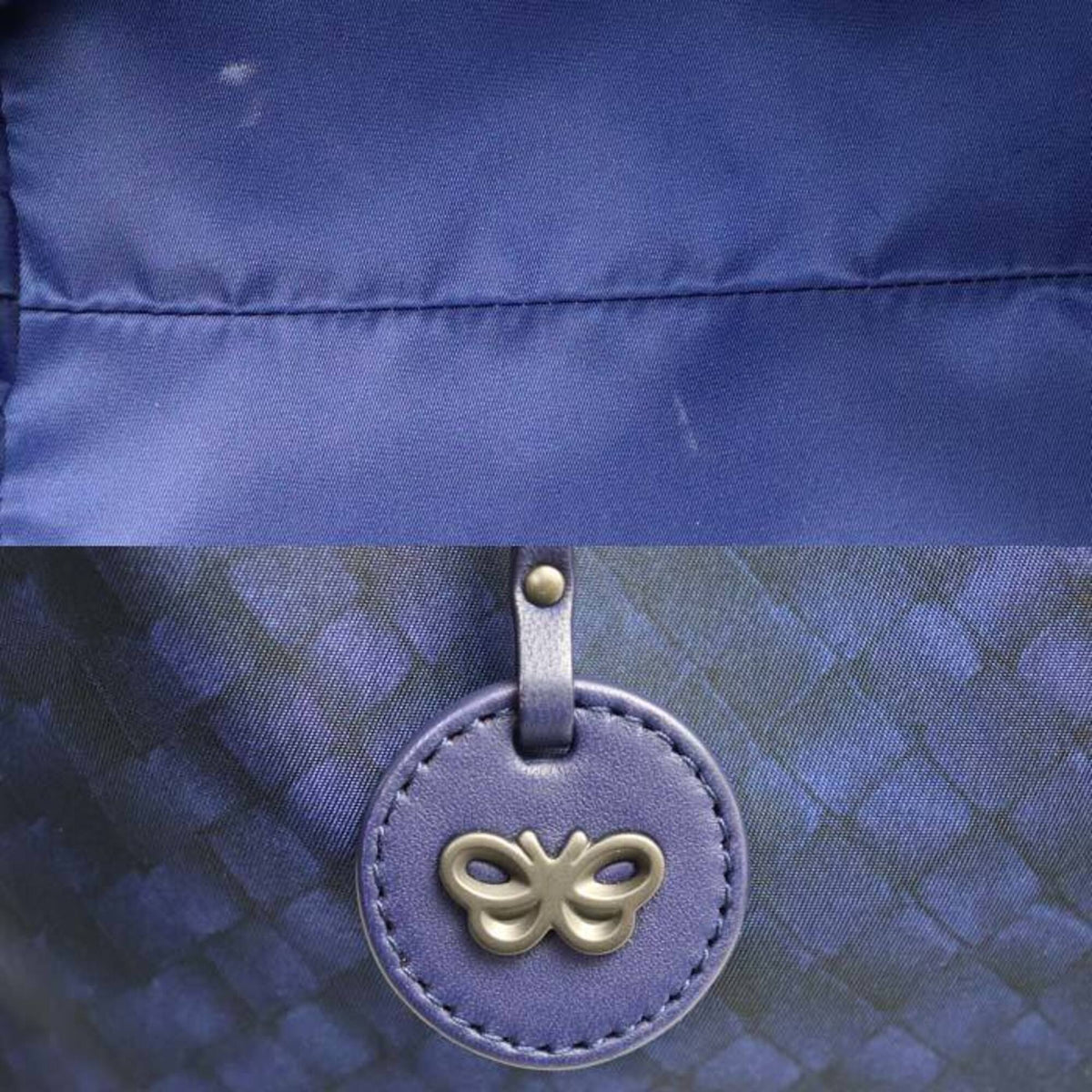Bottega Veneta Black Blue Nylon Leather Tote Bag (Pre-Owned)