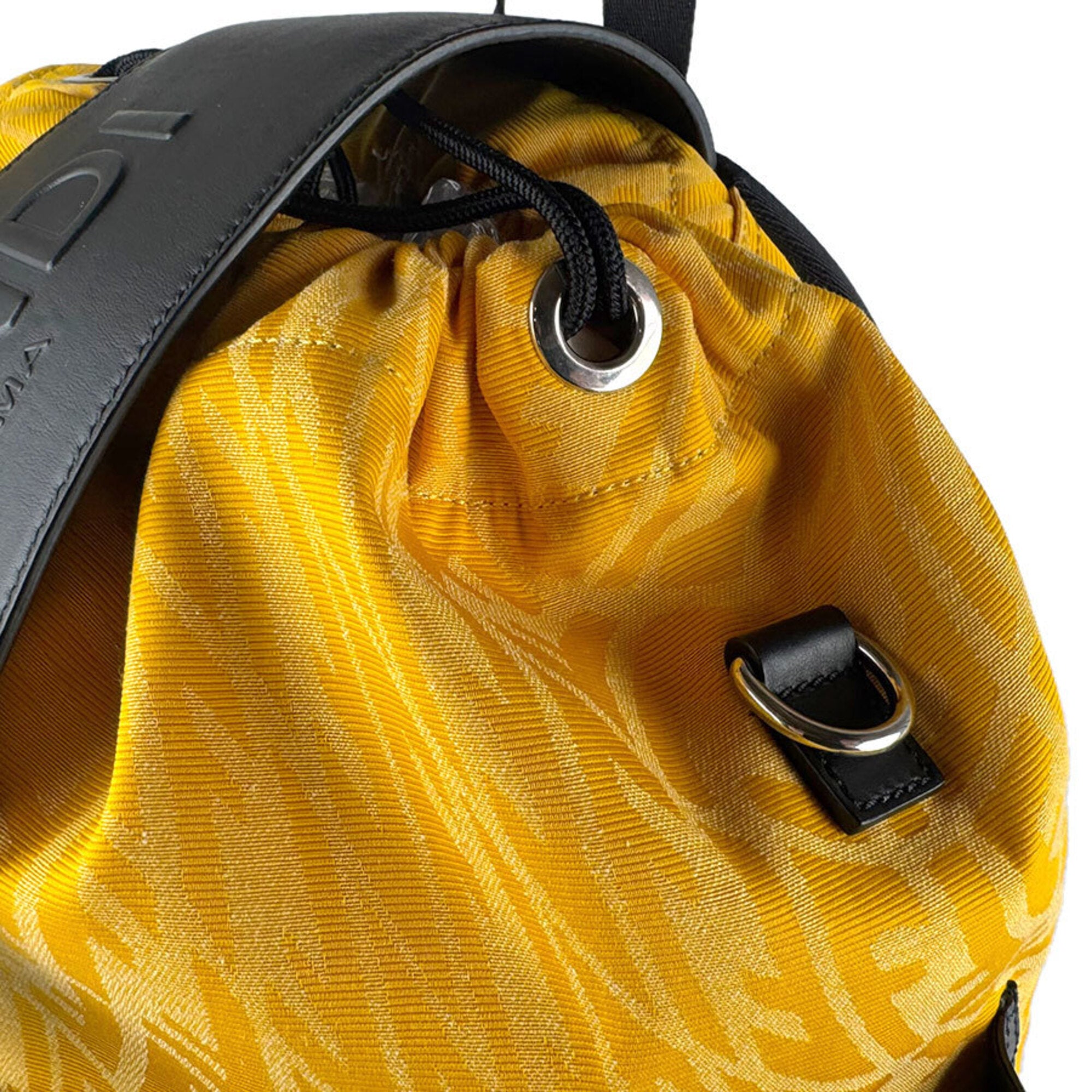 Fendi Black Yellow Nylon Leather Backpack (Pre-Owned)
