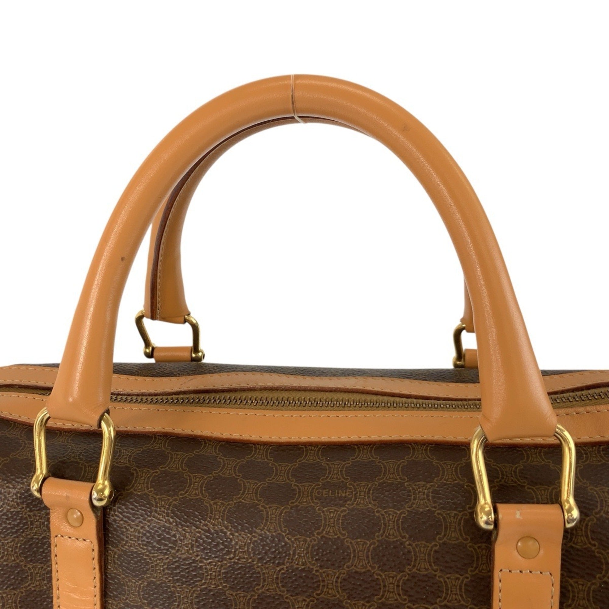 Celine Brown Leather Pvc Boston Bag Handbag (Pre-Owned)