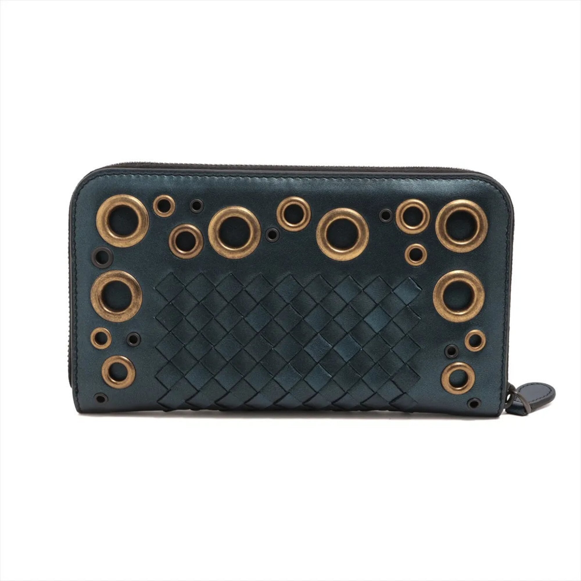Bottega Veneta Navy Leather Long Wallet (Bi-Fold) (Pre-Owned)