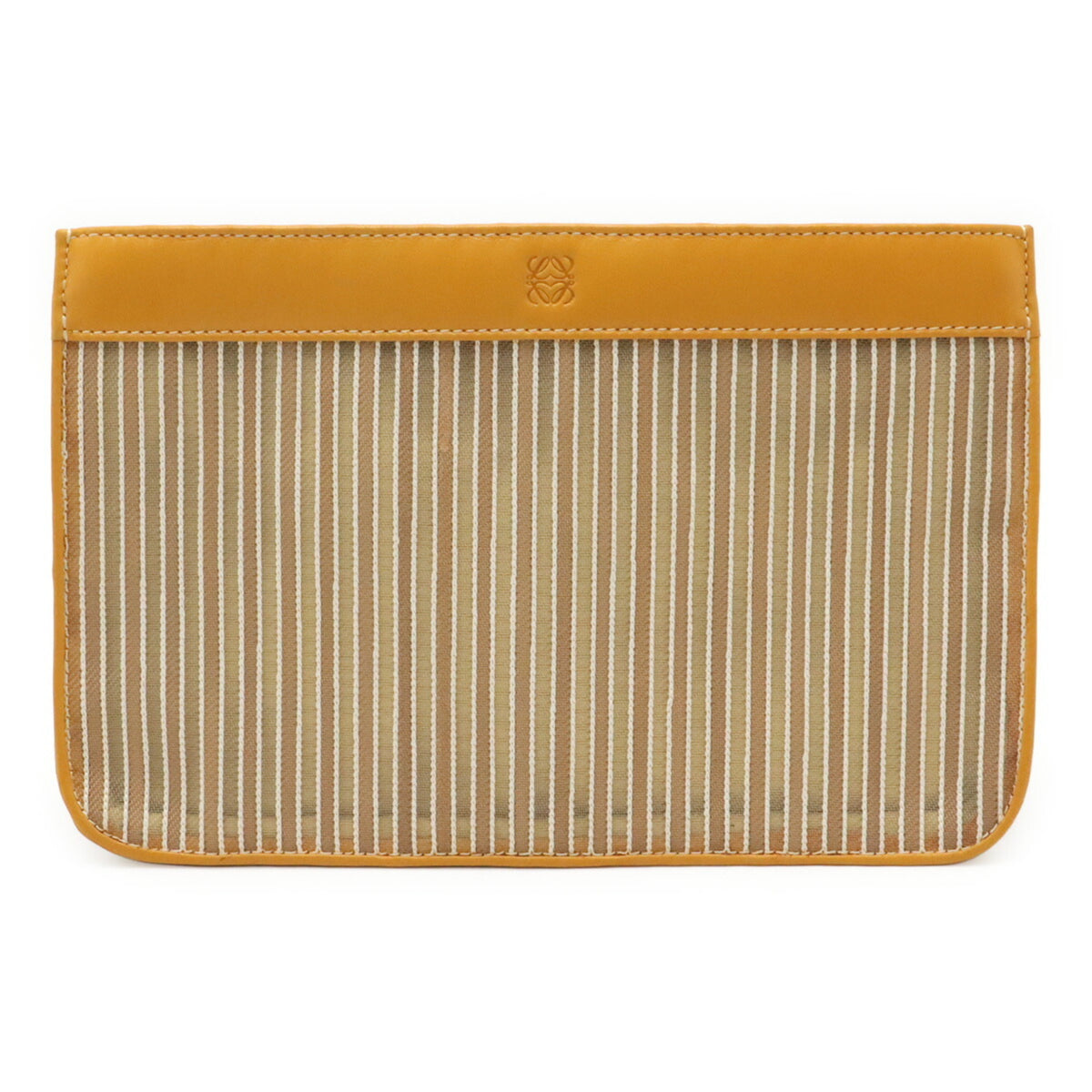 Loewe Mustard Mesh Leather Clutch Bag Pouch (Pre-Owned)