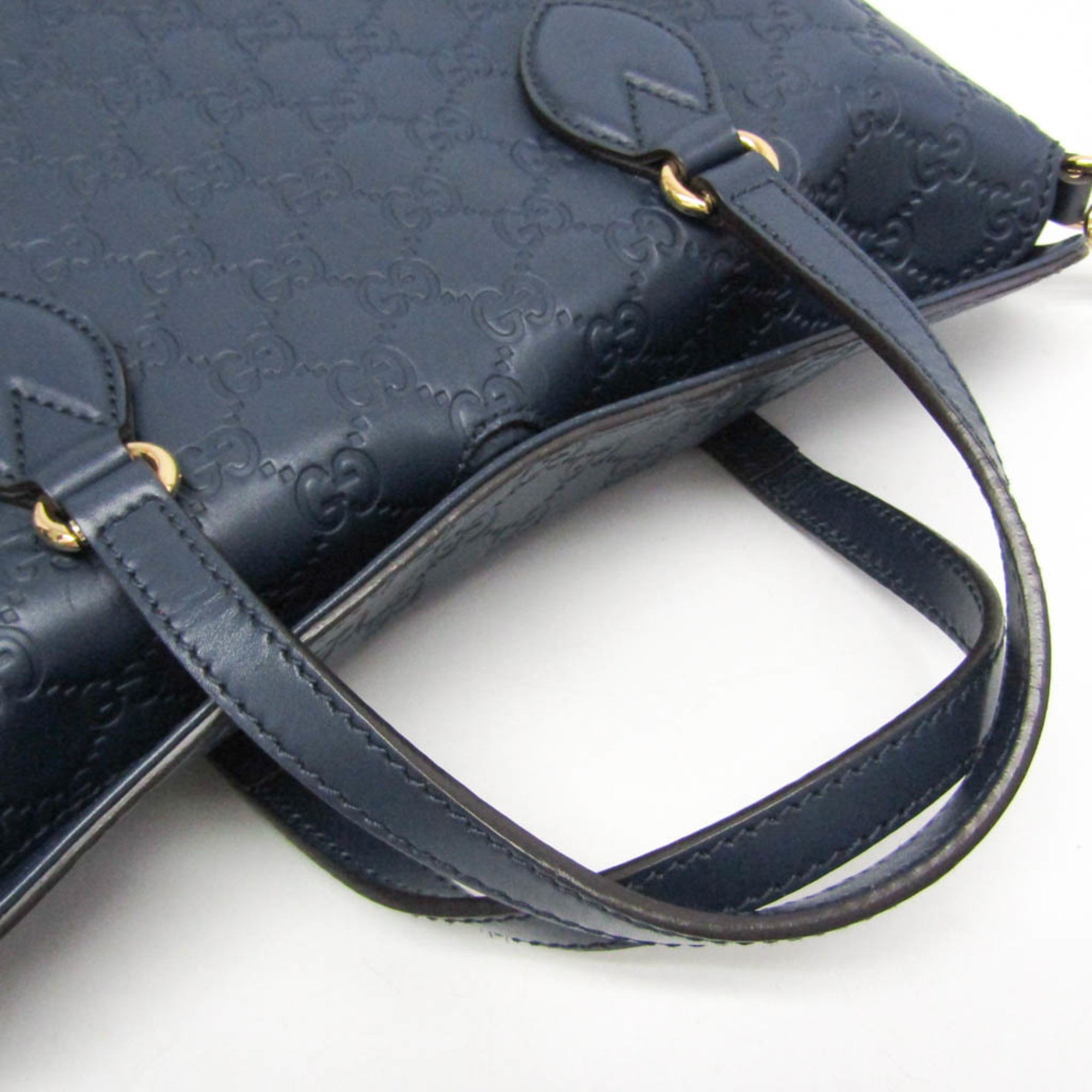 Gucci Guccissima Blue Leather Handbag Shoulder Bag (Pre-Owned)