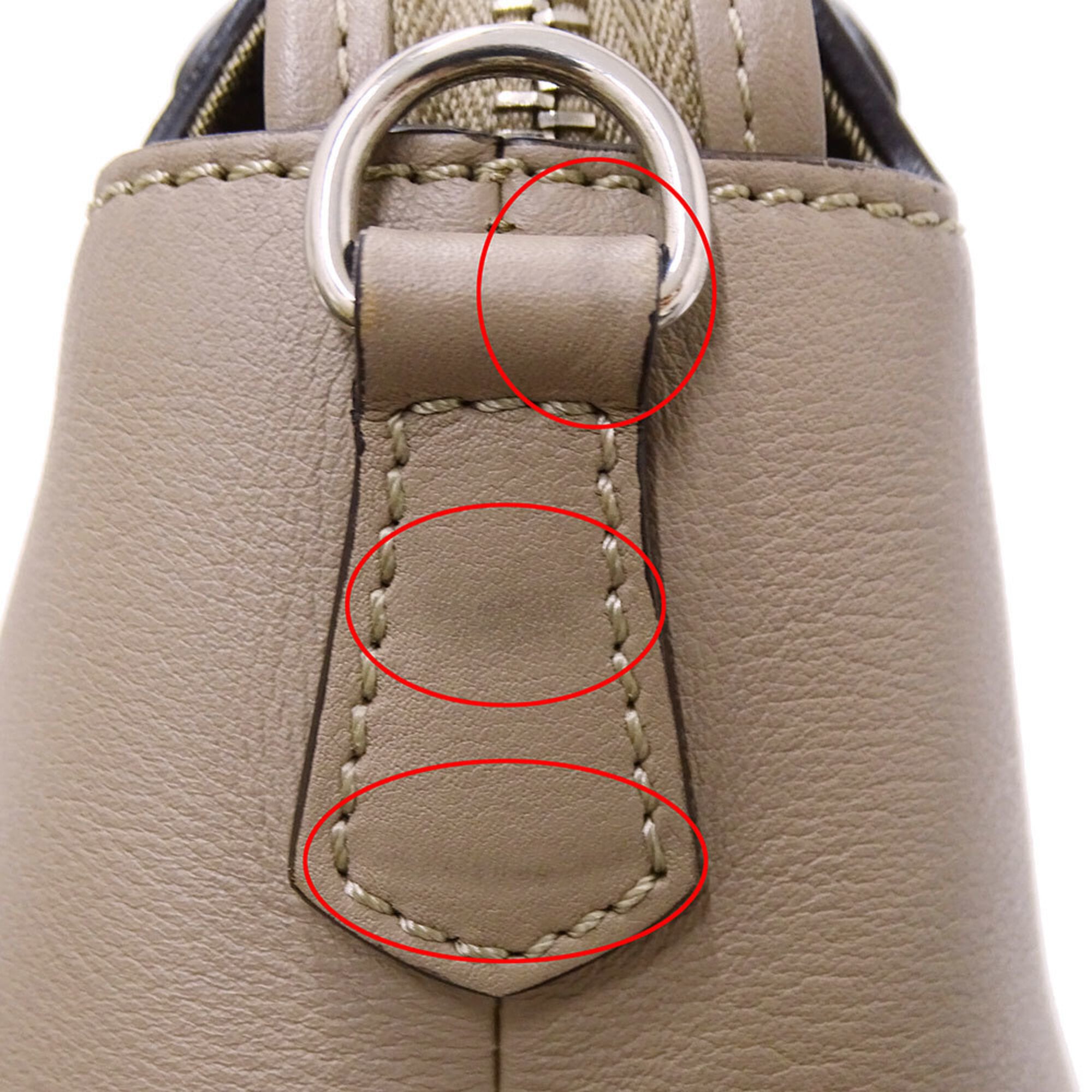 Fendi Grayish Leather Handbag Shoulder Bag (Pre-Owned)