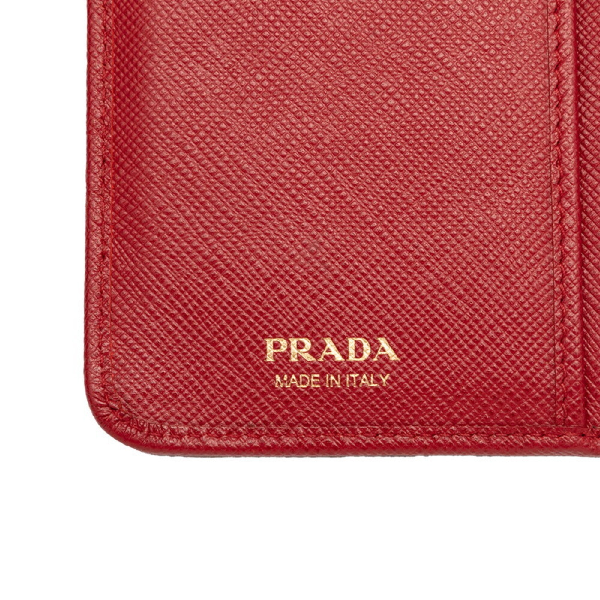 Prada Red Color Leather Wallet (Bi-Fold) (Pre-Owned)