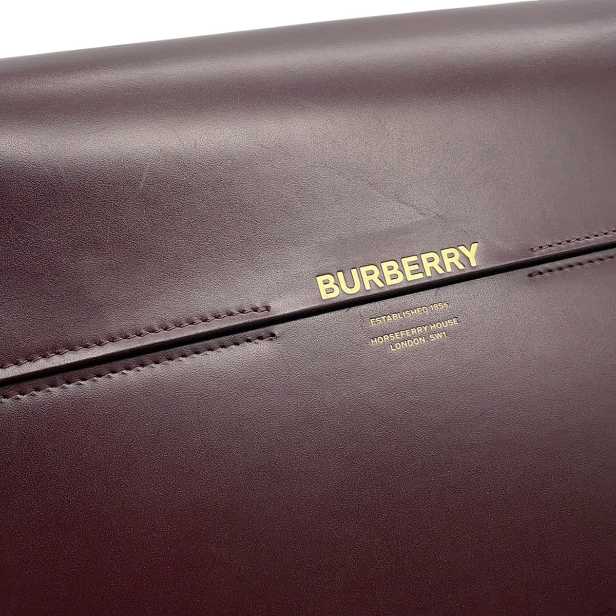 Burberry Bordeaux Red Color Leather Shoulder Bag (Pre-Owned)