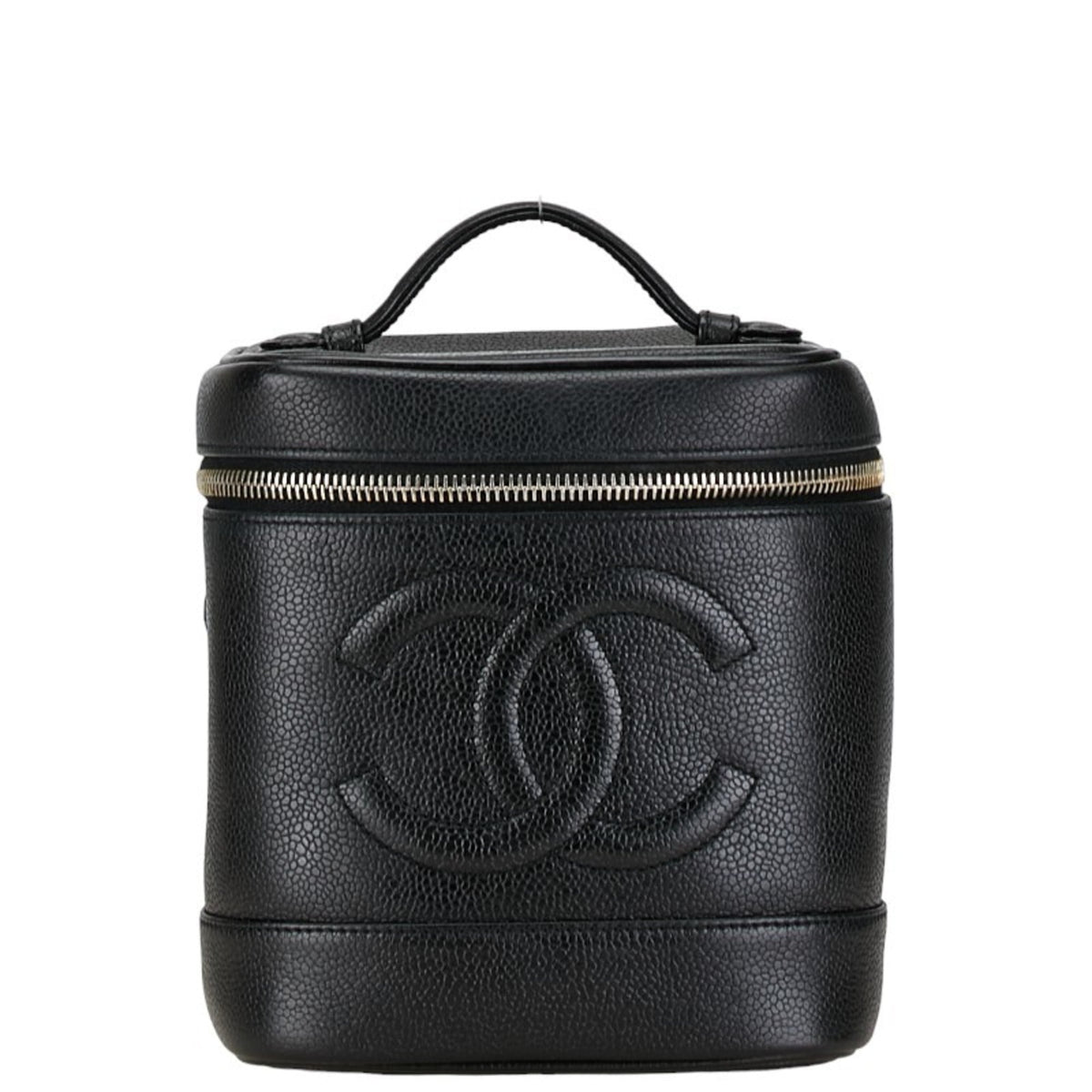 Chanel Caviar Skin Black Gold Caviar Leather Handbag Vanity Bag (Pre-Owned)