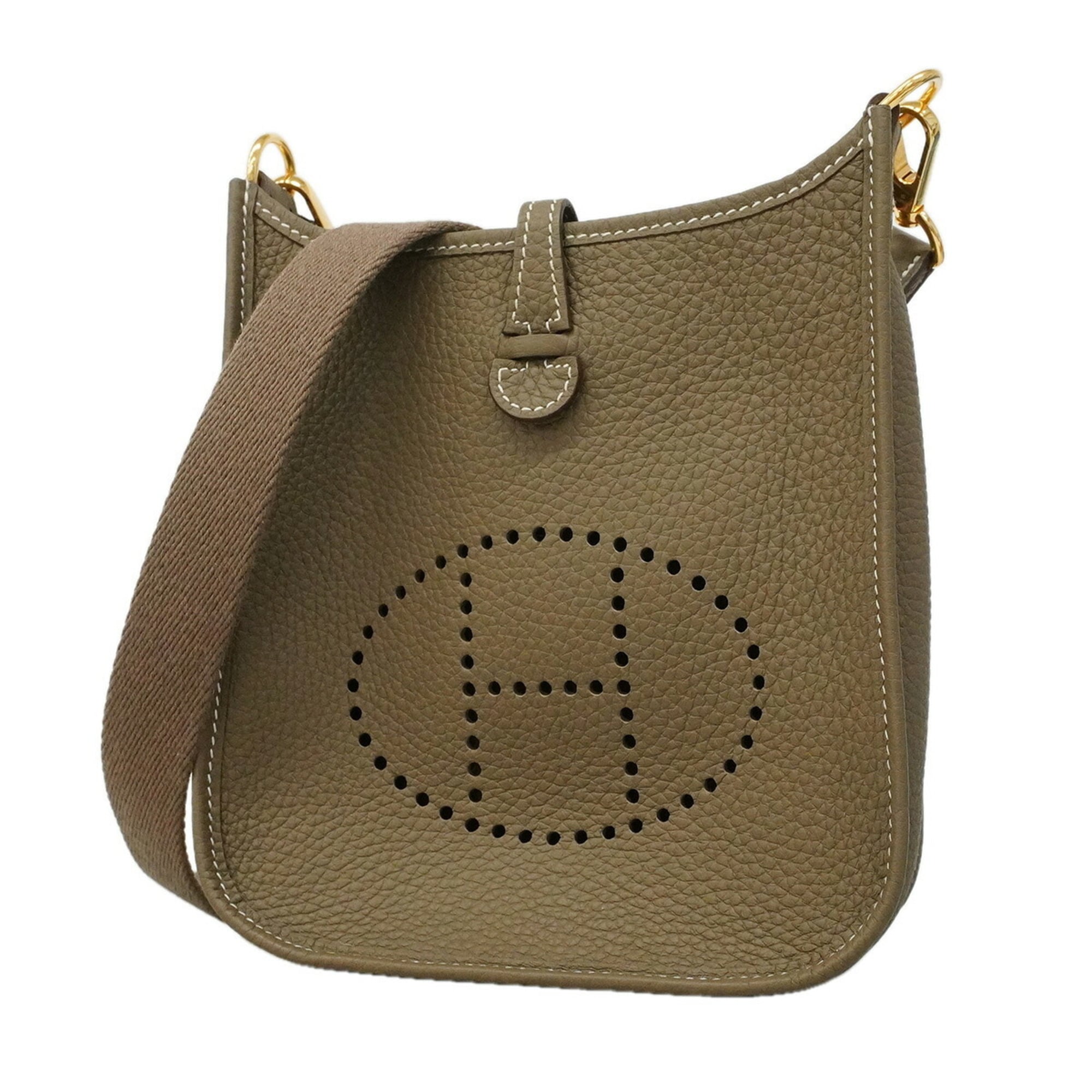 Hermes Etoupe Gray Taurillon Clemence Leather Shoulder Bag (Pre-Owned)