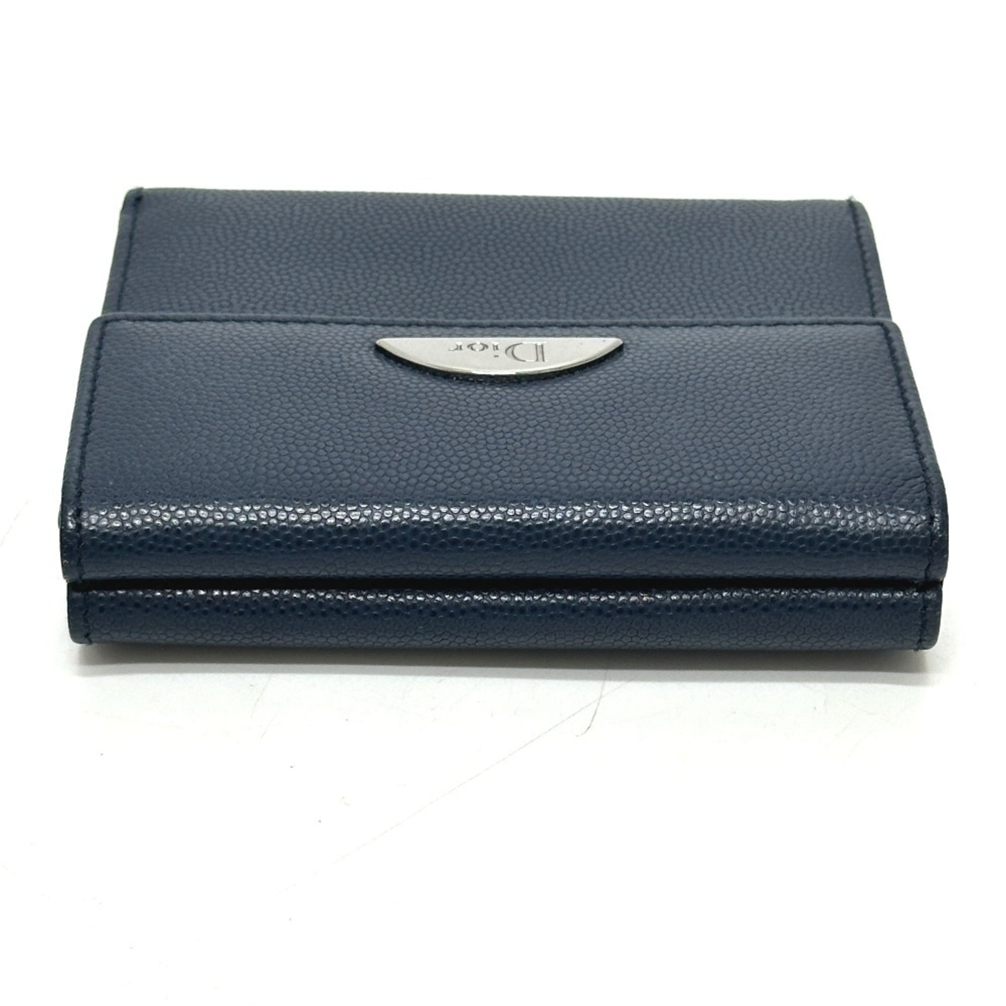 Christian Dior Navy Leather Wallet (Bi-Fold) (Pre-Owned)