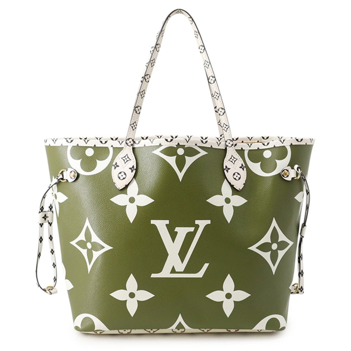 Louis Vuitton Beige Khaki Monogram White Monogram Handbag Pouch Tote Bag (Pre-Owned)
