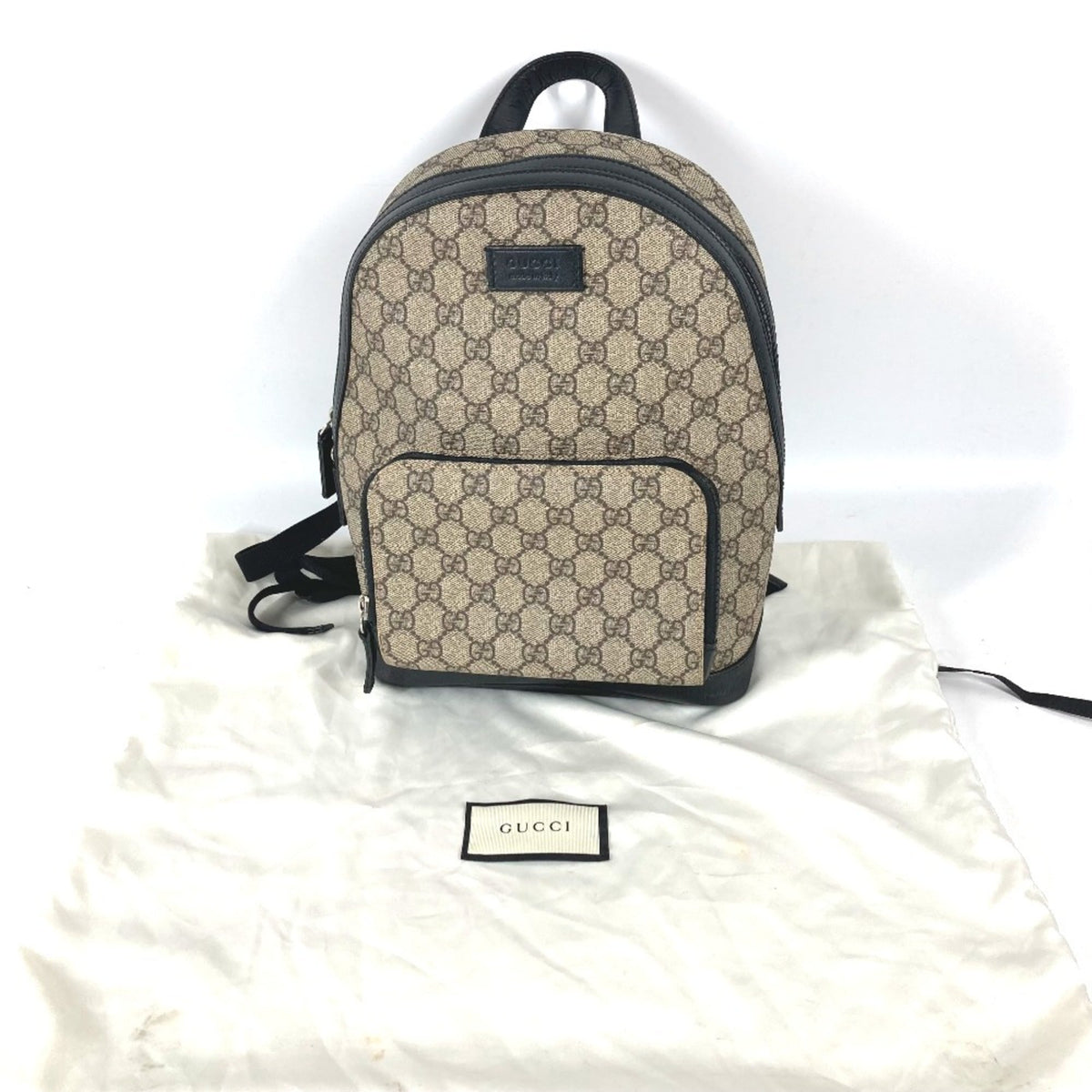 Gucci Beige Black Gg Supreme Backpack (Pre-Owned)