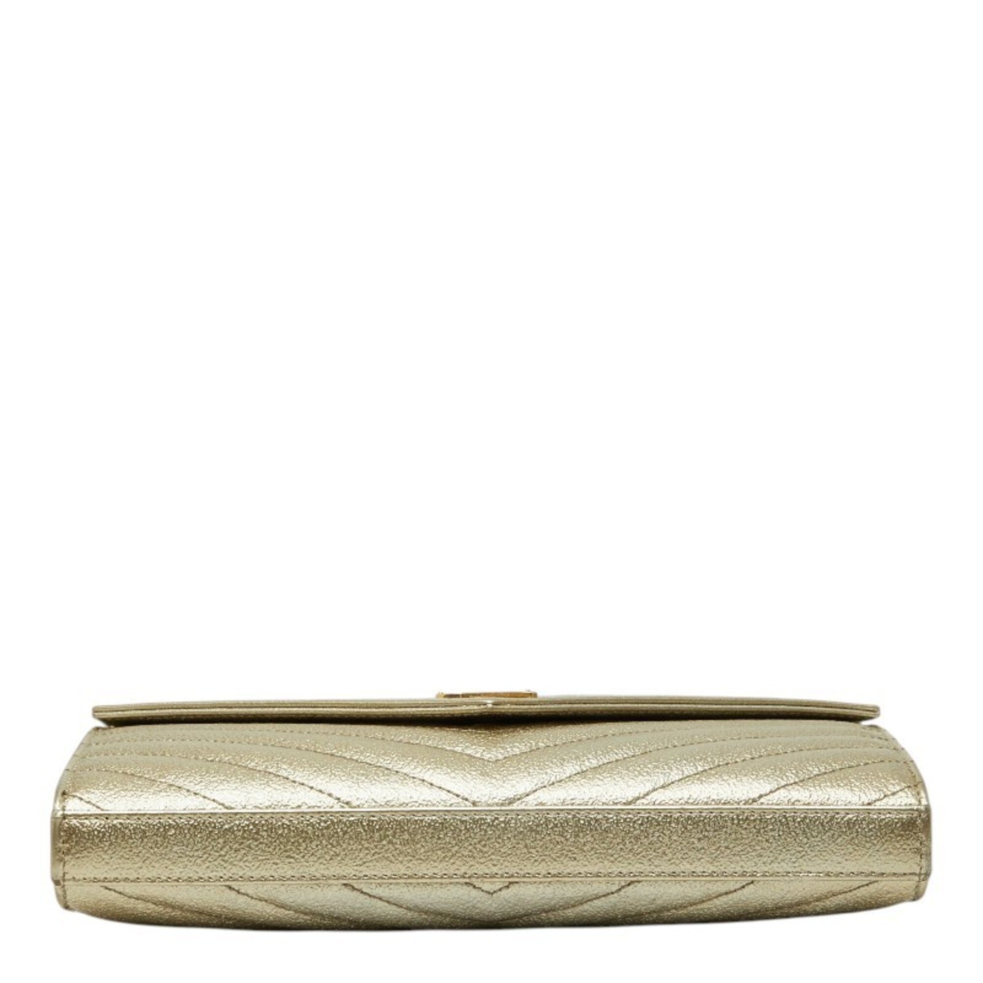 Saint Laurent Gold Leather Shoulder Bag (Pre-Owned)