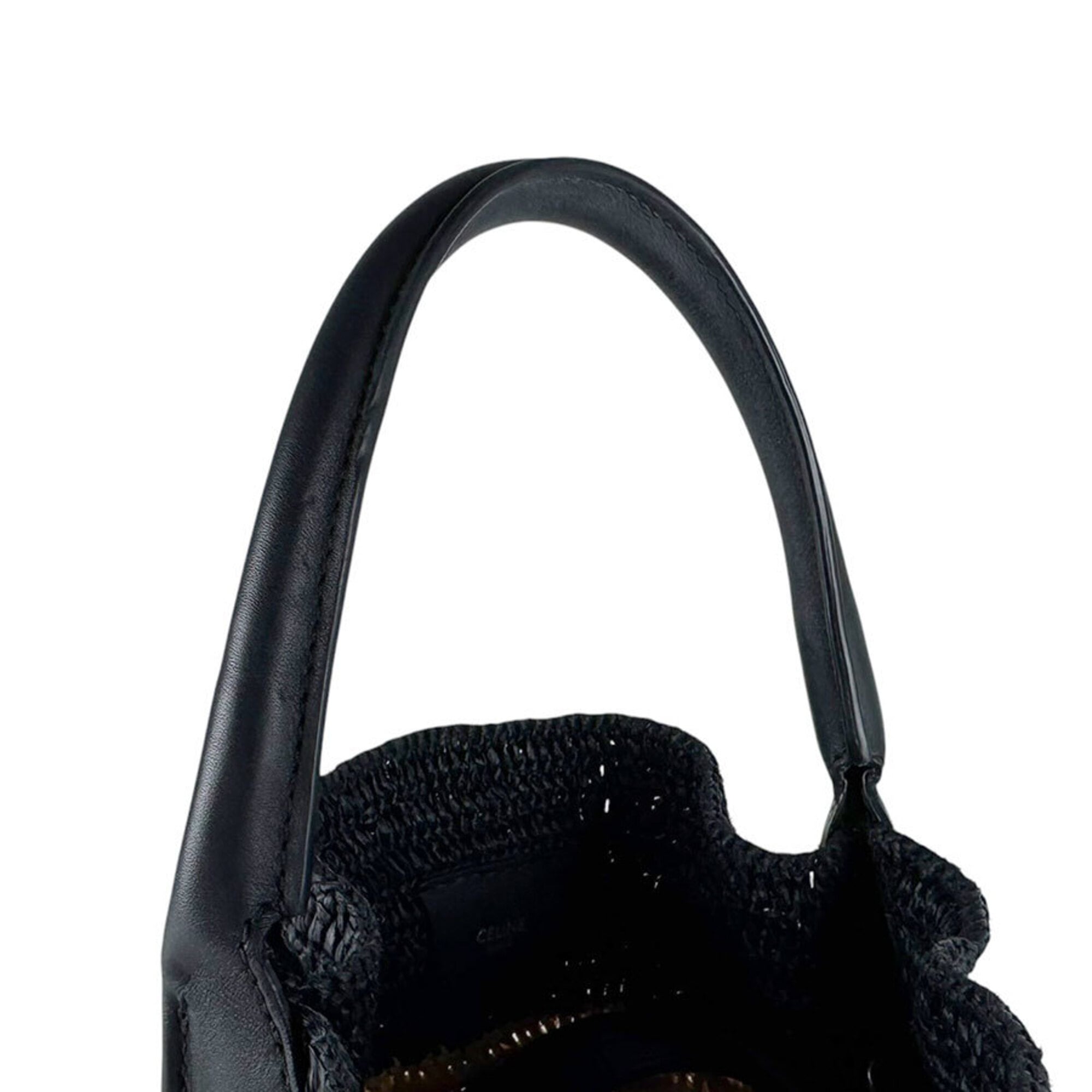 Celine Black Raffia Leather Handbag Shoulder Bag (Pre-Owned)