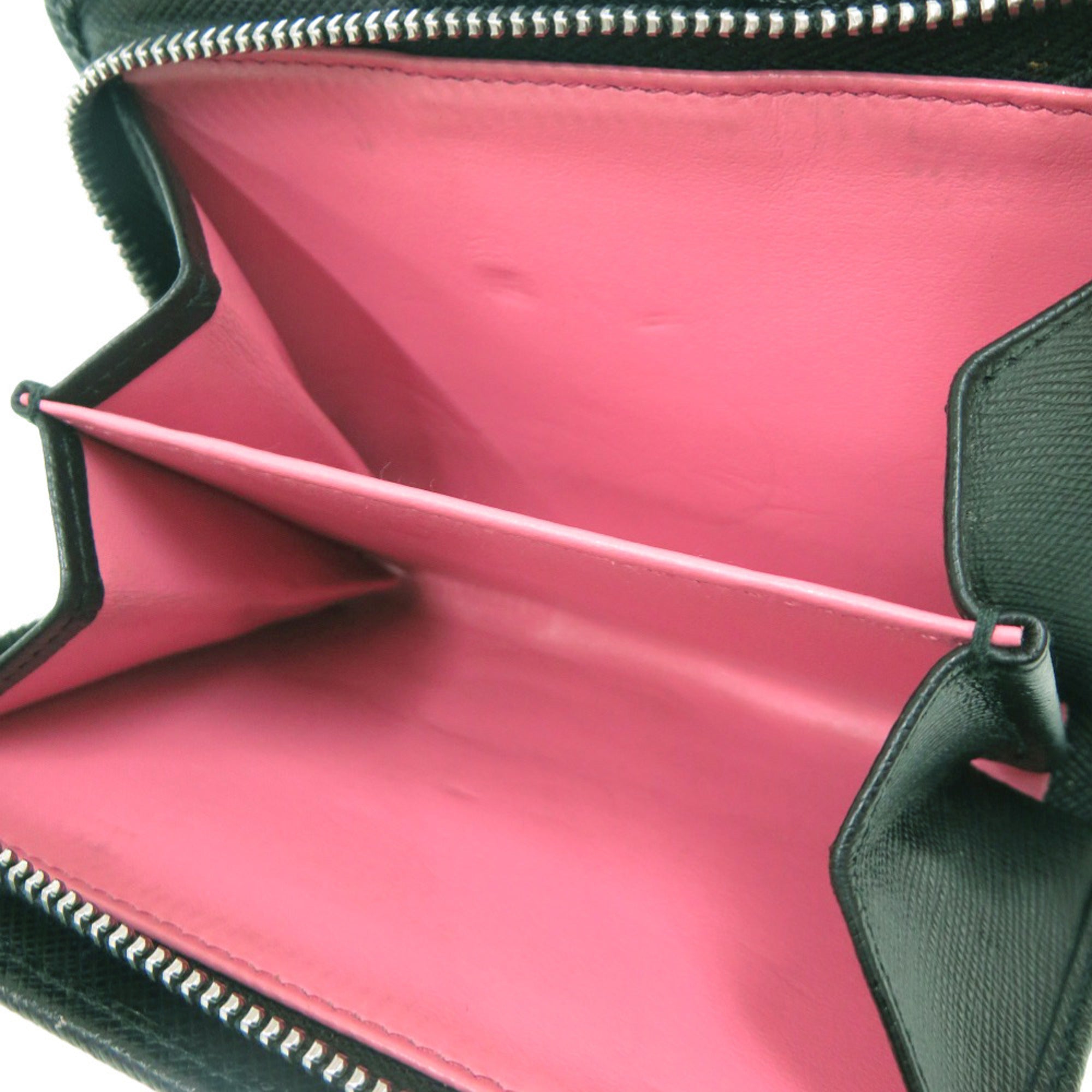 Prada Black Pink Leather Saffiano Wallet (Bi-Fold) (Pre-Owned)