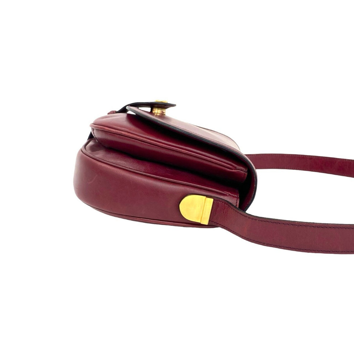 Gucci Red Color Wine Leather Pochette Shoulder Bag (Pre-Owned)