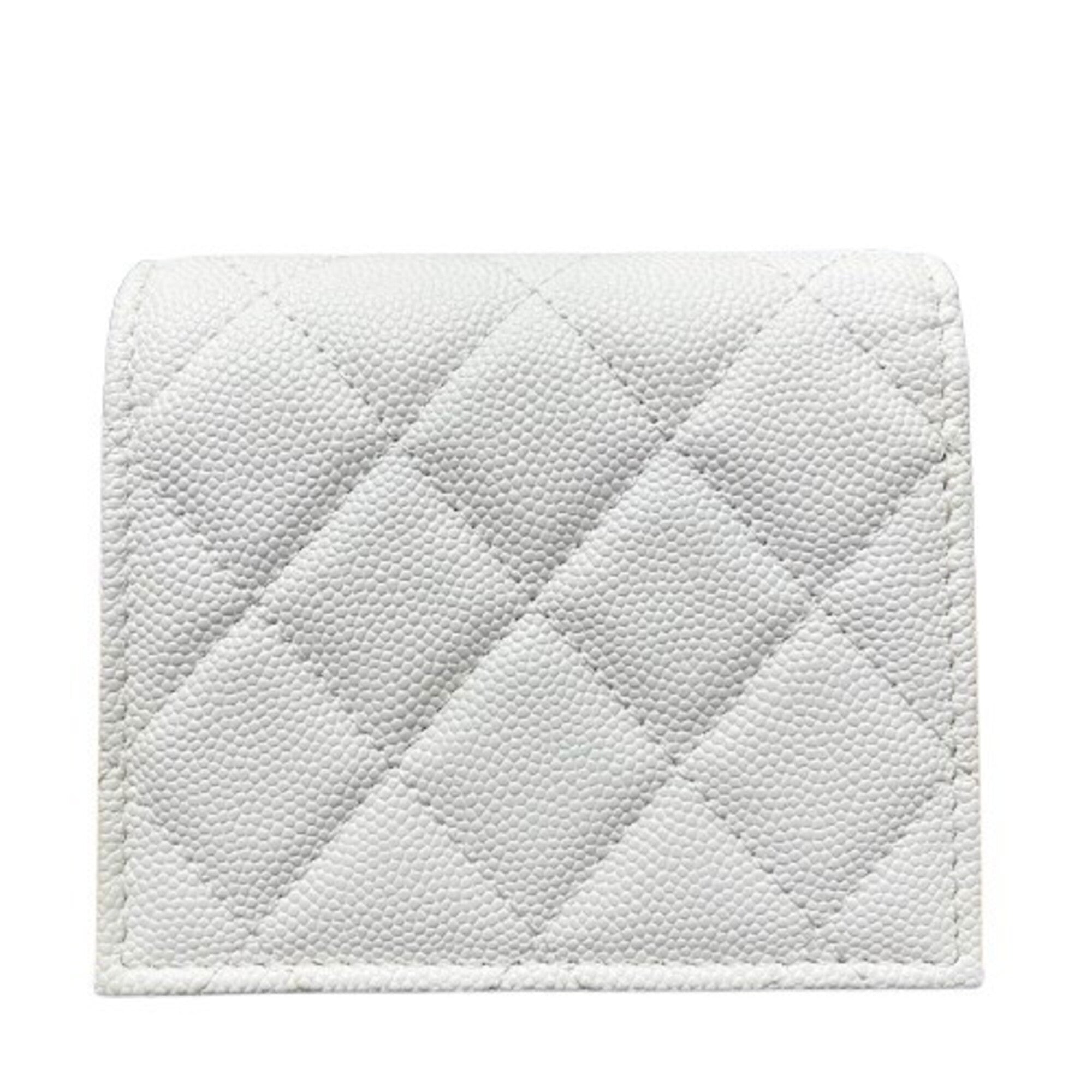 Chanel White Grained Calfskin Wallet (Bi-Fold) (Pre-Owned)