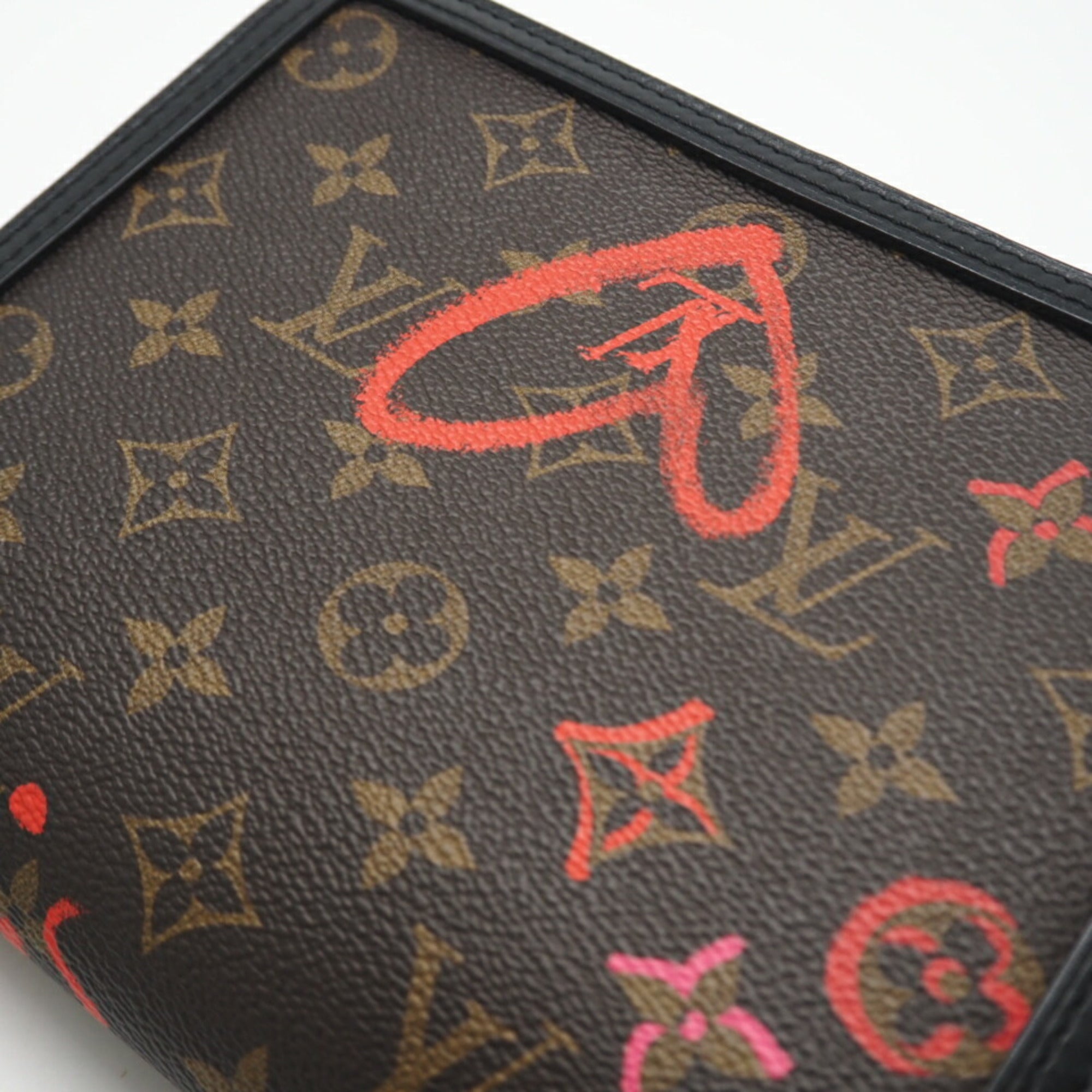 Louis Vuitton Brown Red Color Coated Canvas Shoulder Bag (Pre-Owned)