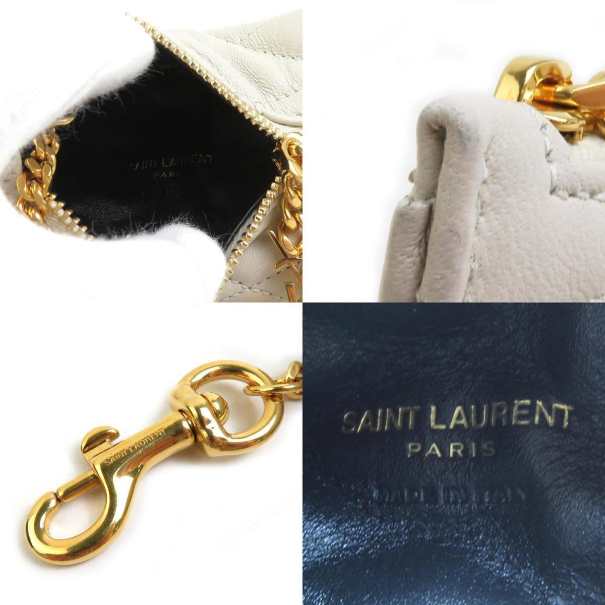 Saint Laurent Ivory Leather Coin Purse/Coin Case (Pre-Owned)